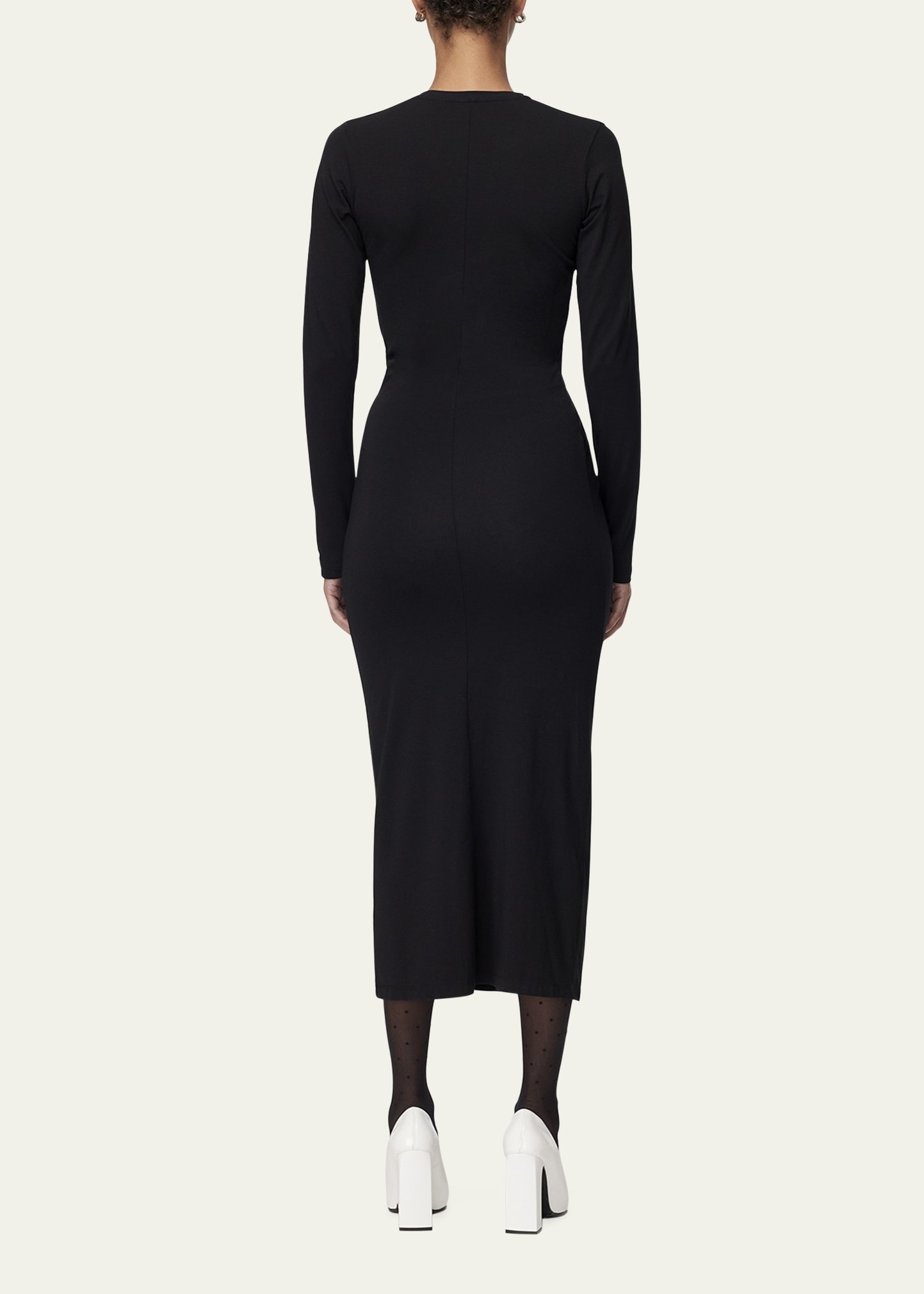 Ruched Long Sleeve Midi Dress - 3