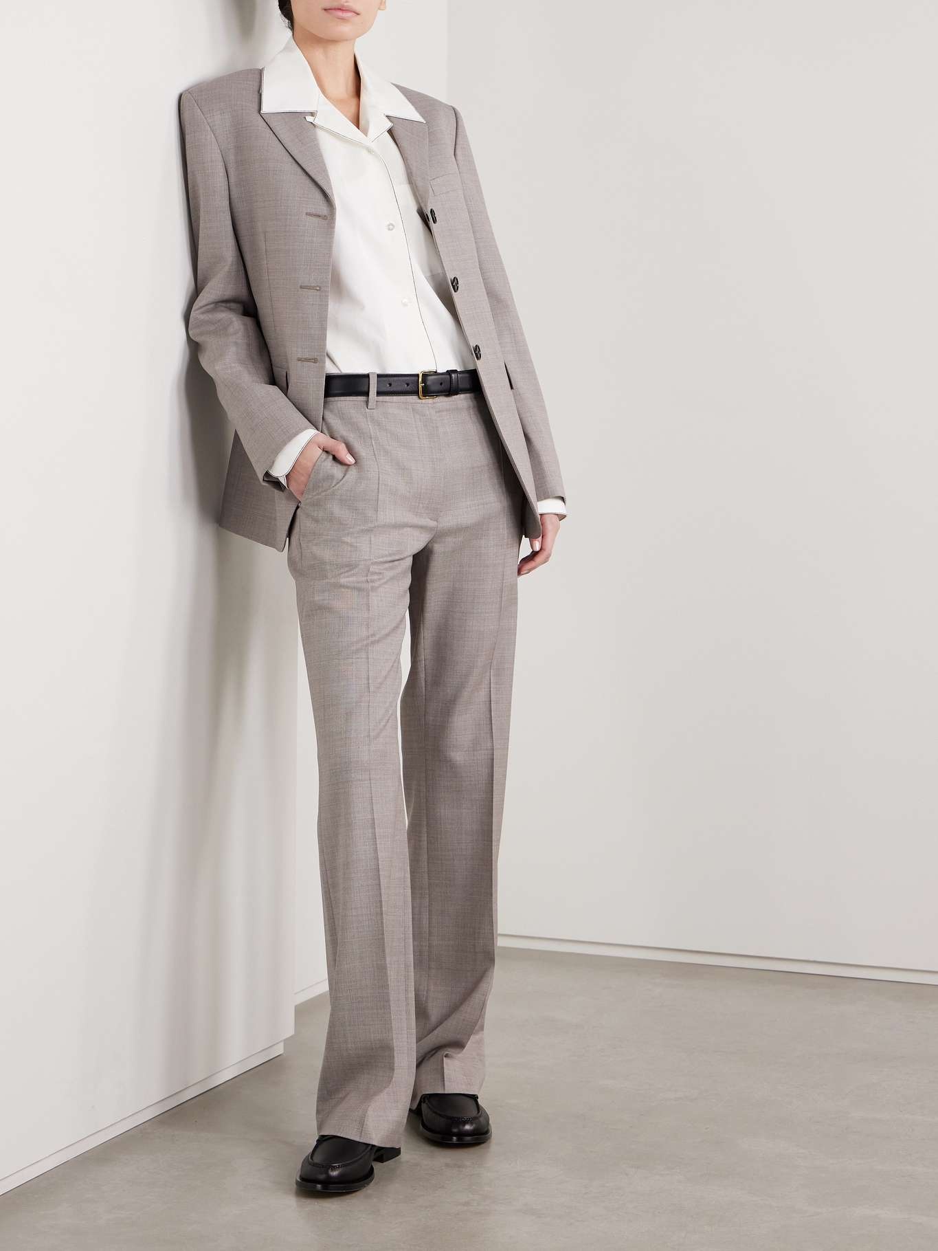 Diane wool-blend straight-leg pants Taupe - 2