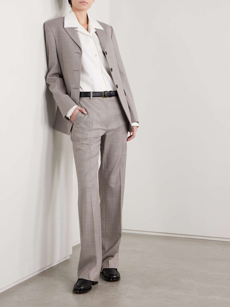 The Row Diane wool-blend straight-leg pants Taupe outlook