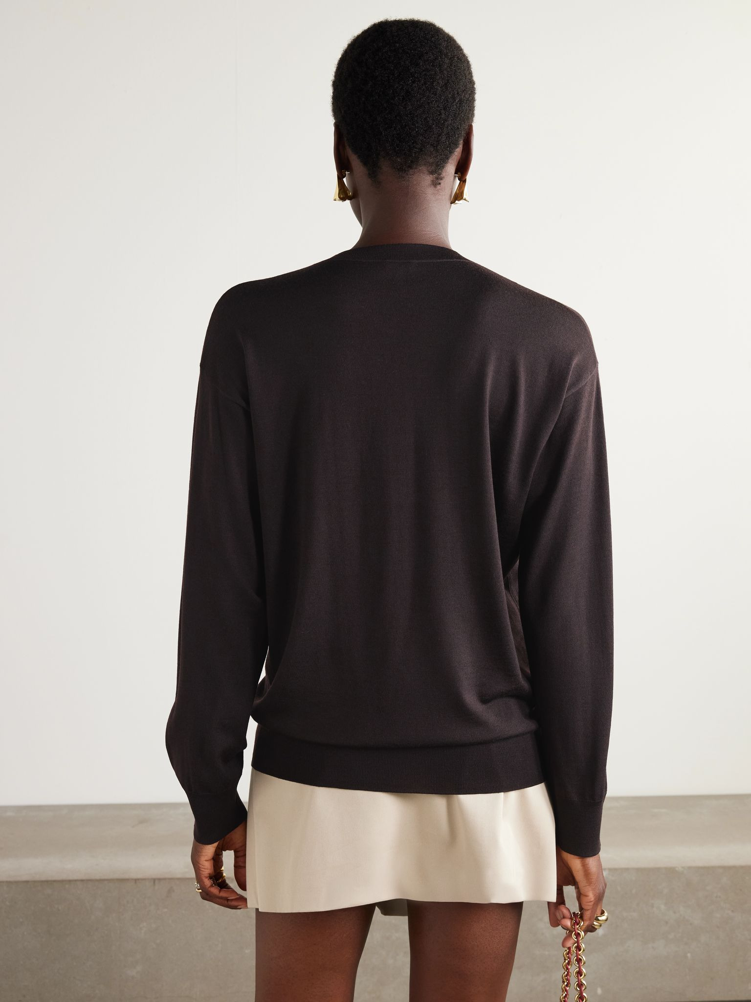 Embroidered wool sweater Dark brown - 3