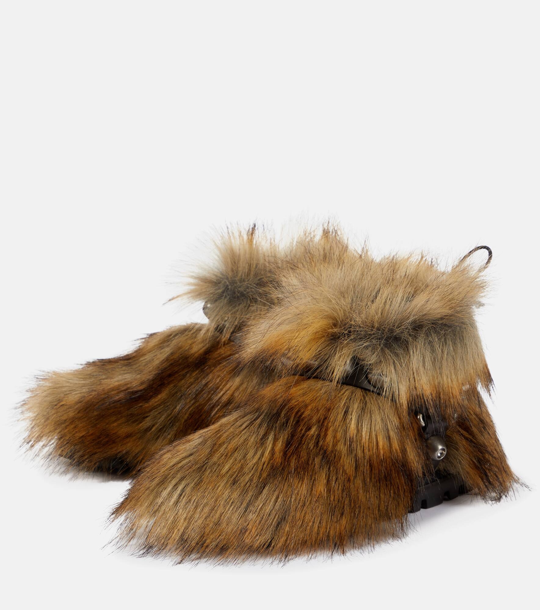 Harness-detail faux fur ankle boots - 5
