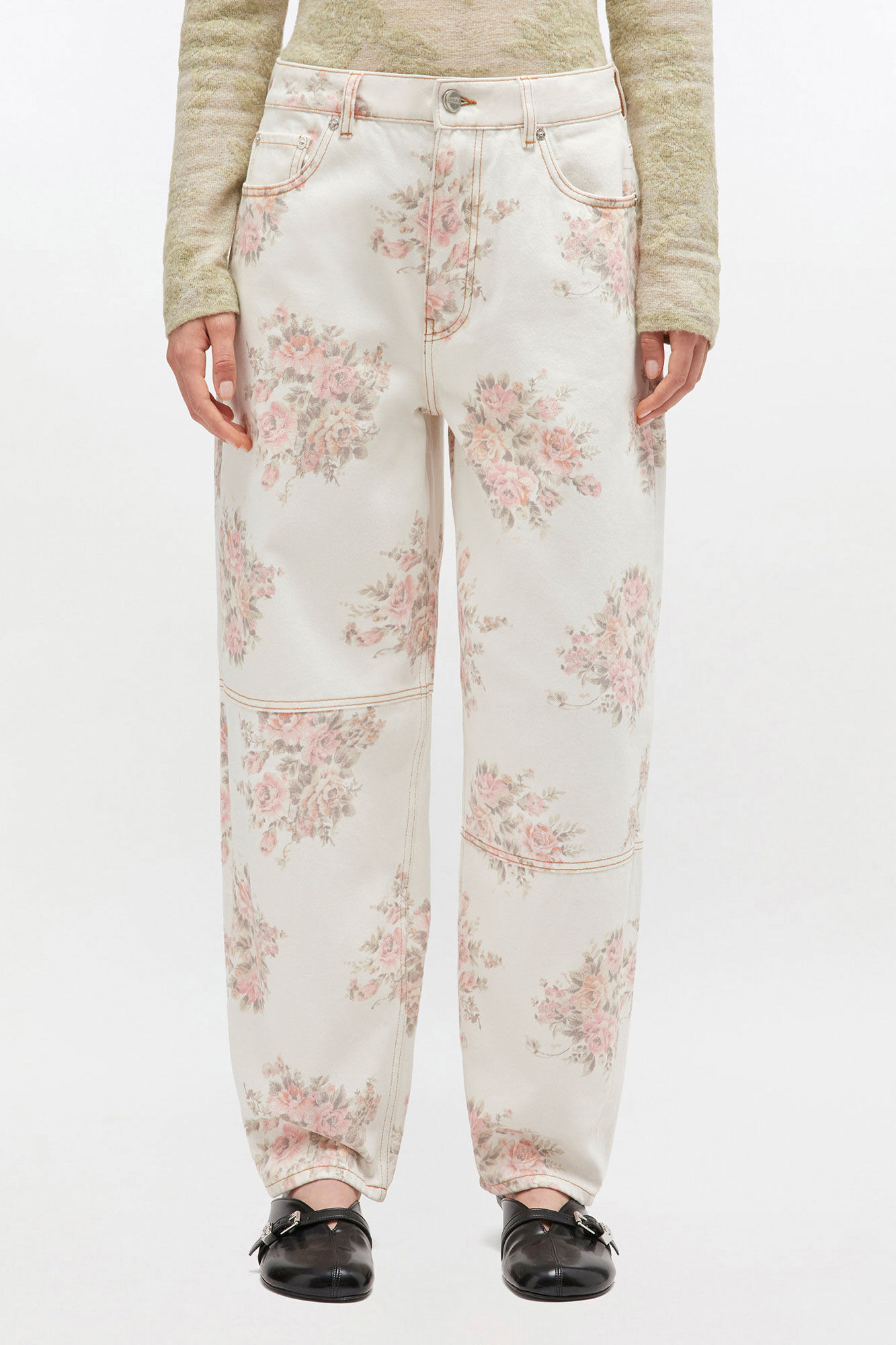 FLORAL PRINTED STARY JEANS - 3