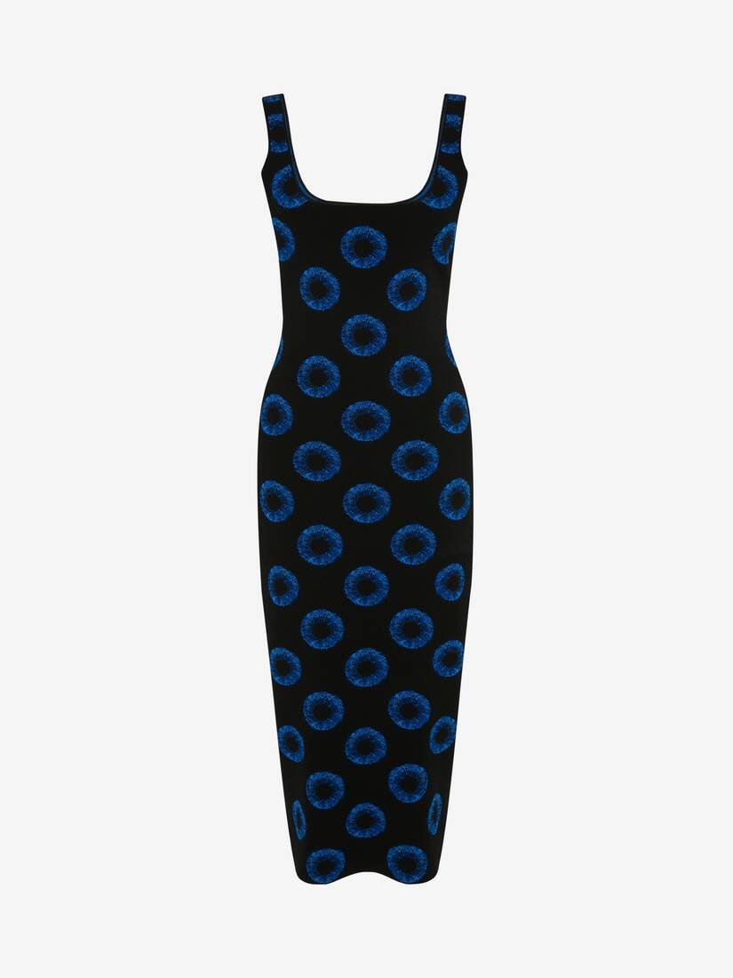Women's Iris Jacquard Pencil Dress in Black/blue - 1