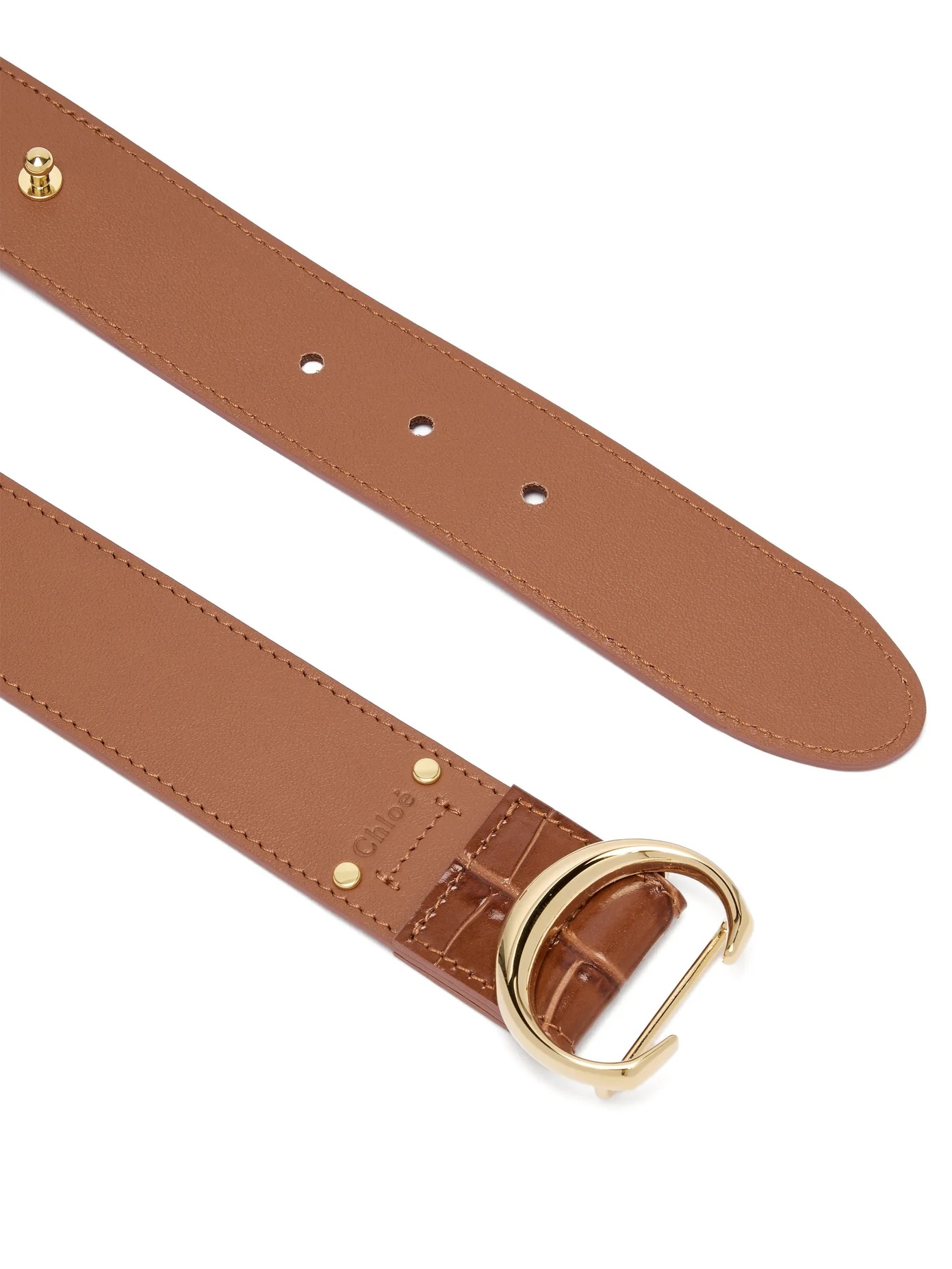 C-buckle leather belt - 5