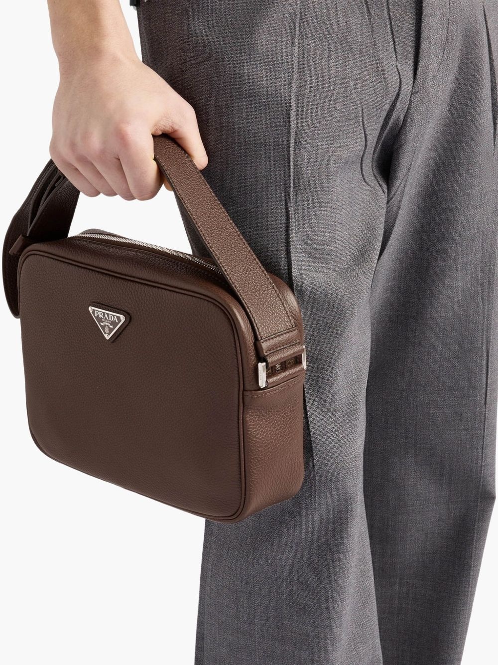 textured leather crossbody bag - 3