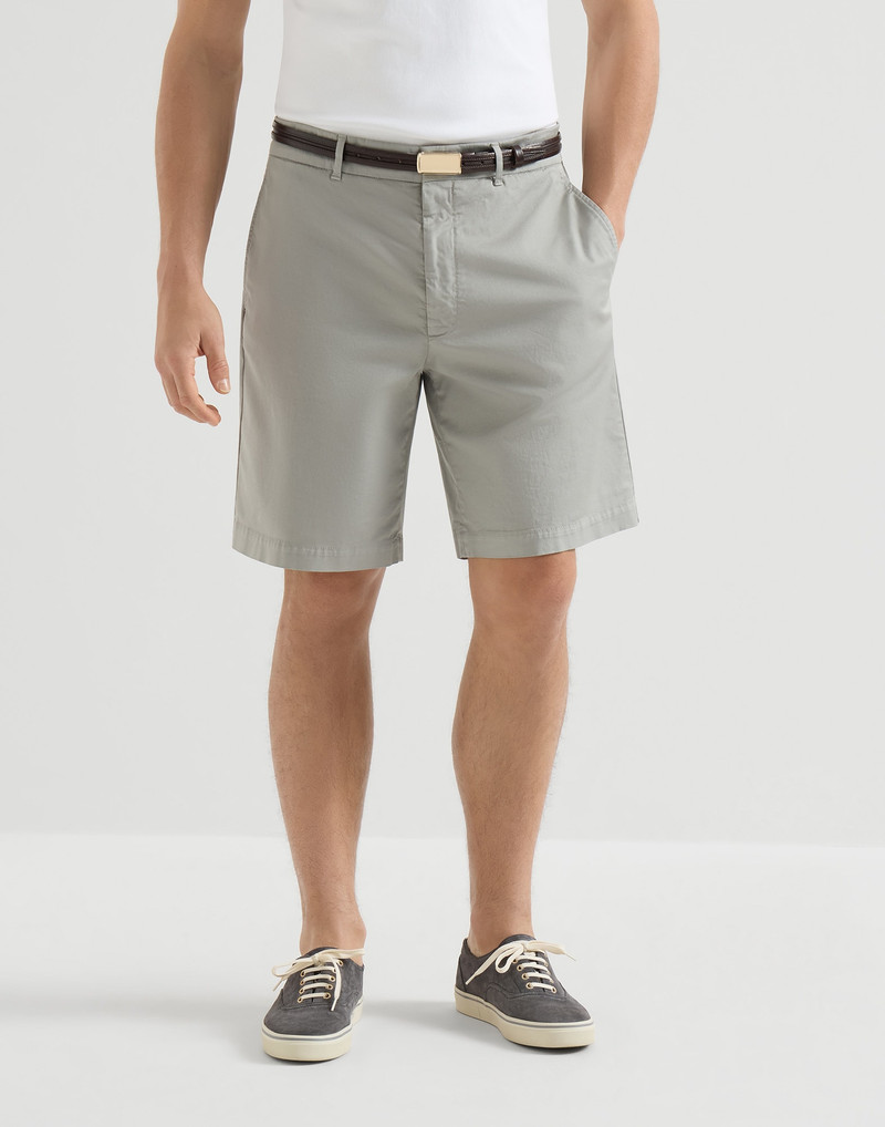 Garment-dyed Bermuda shorts in American Pima cotton comfort gabardine 2