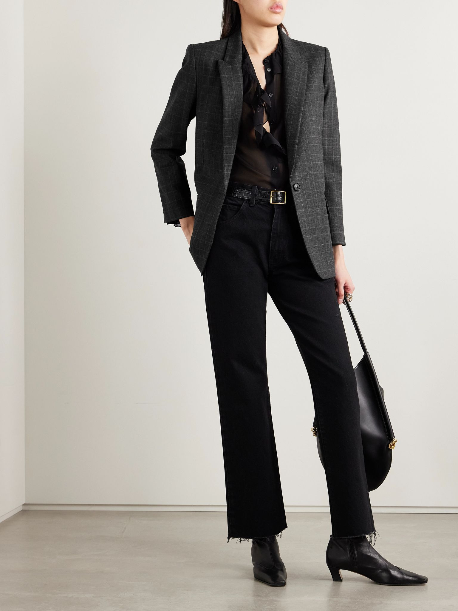 Diane checked wool-blend blazer Dark gray - 2