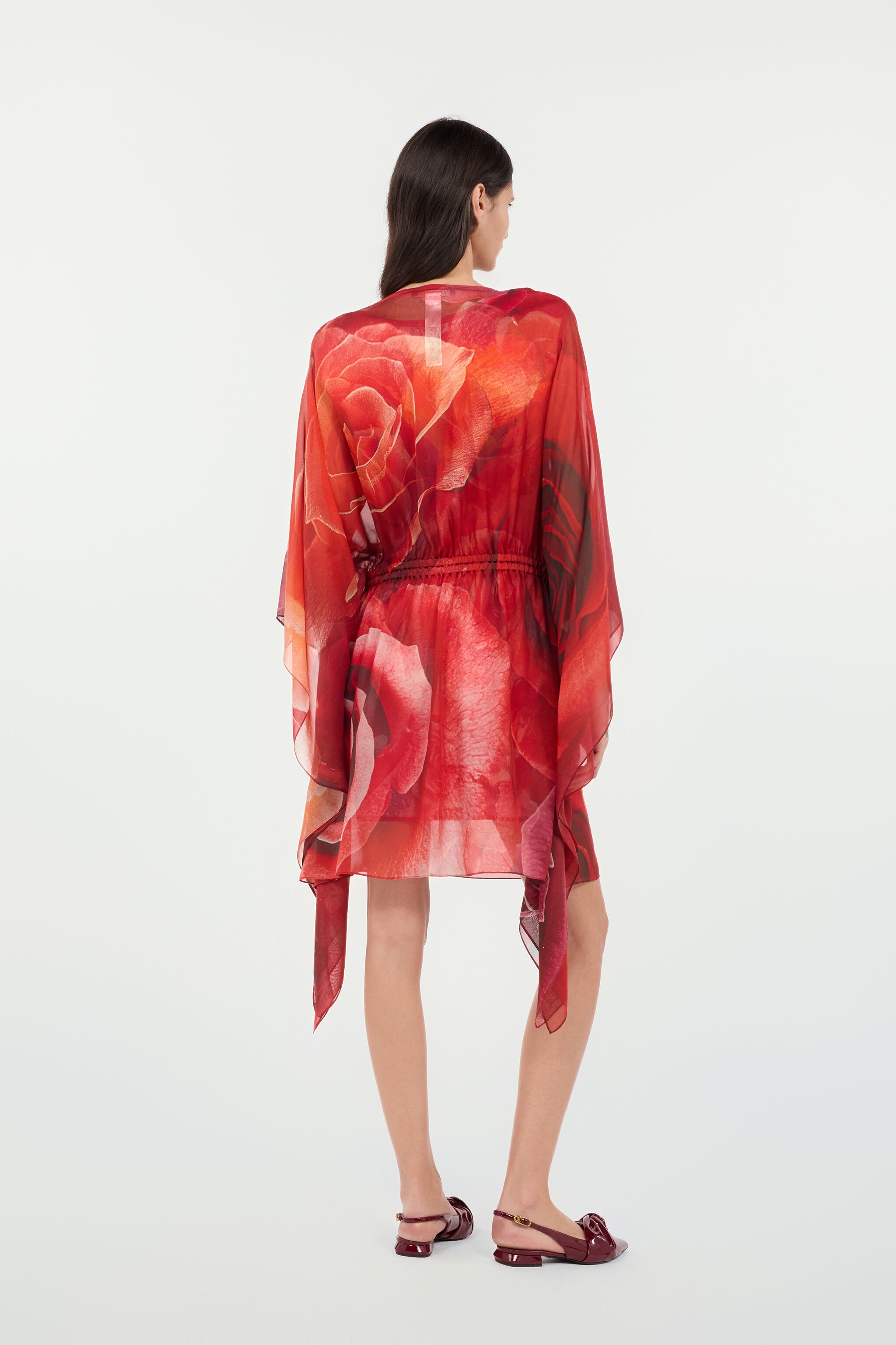 Silk Caftan With Garden Rose Print - 4