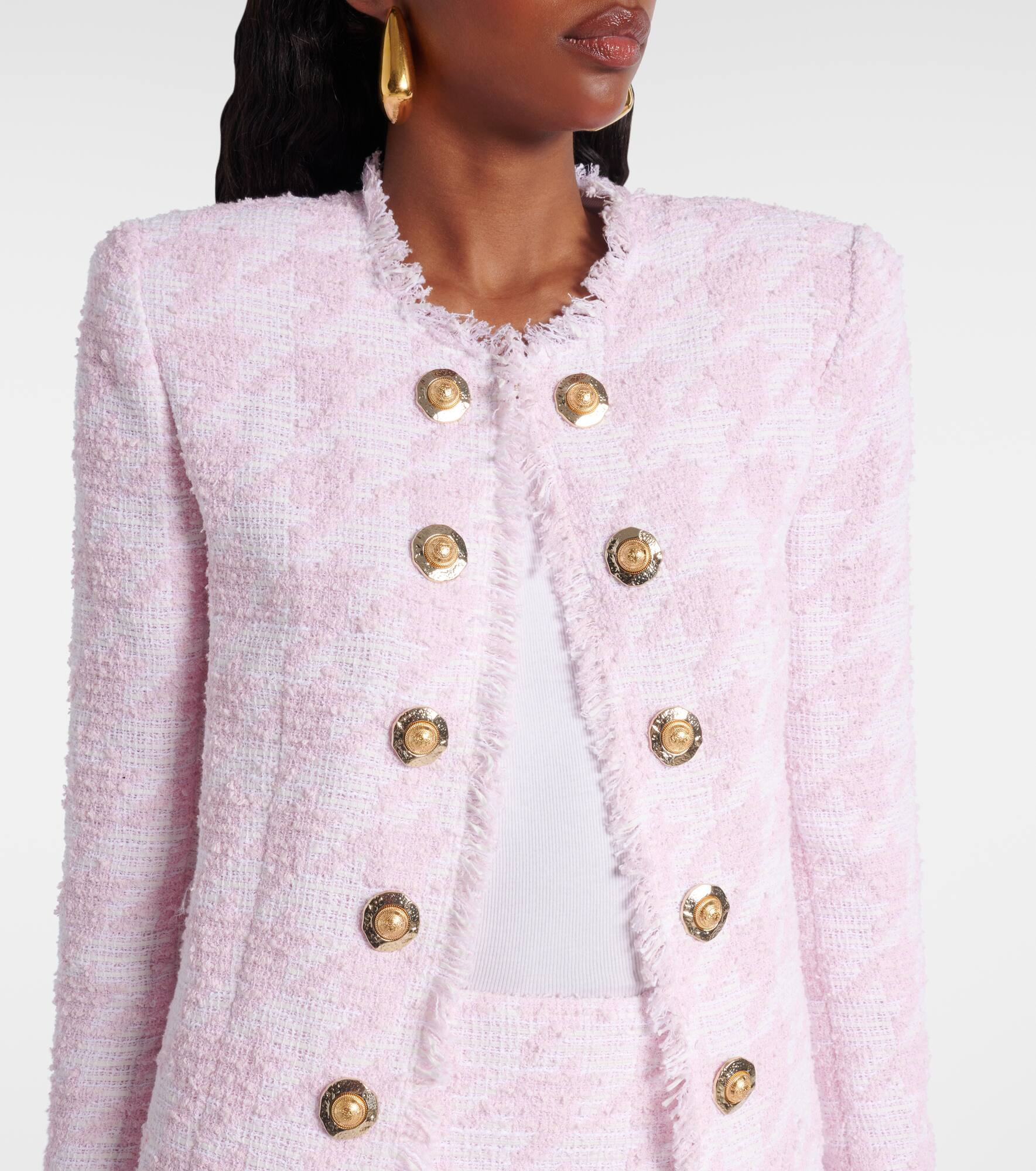 Houndstooth cotton-blend tweed jacket - 4