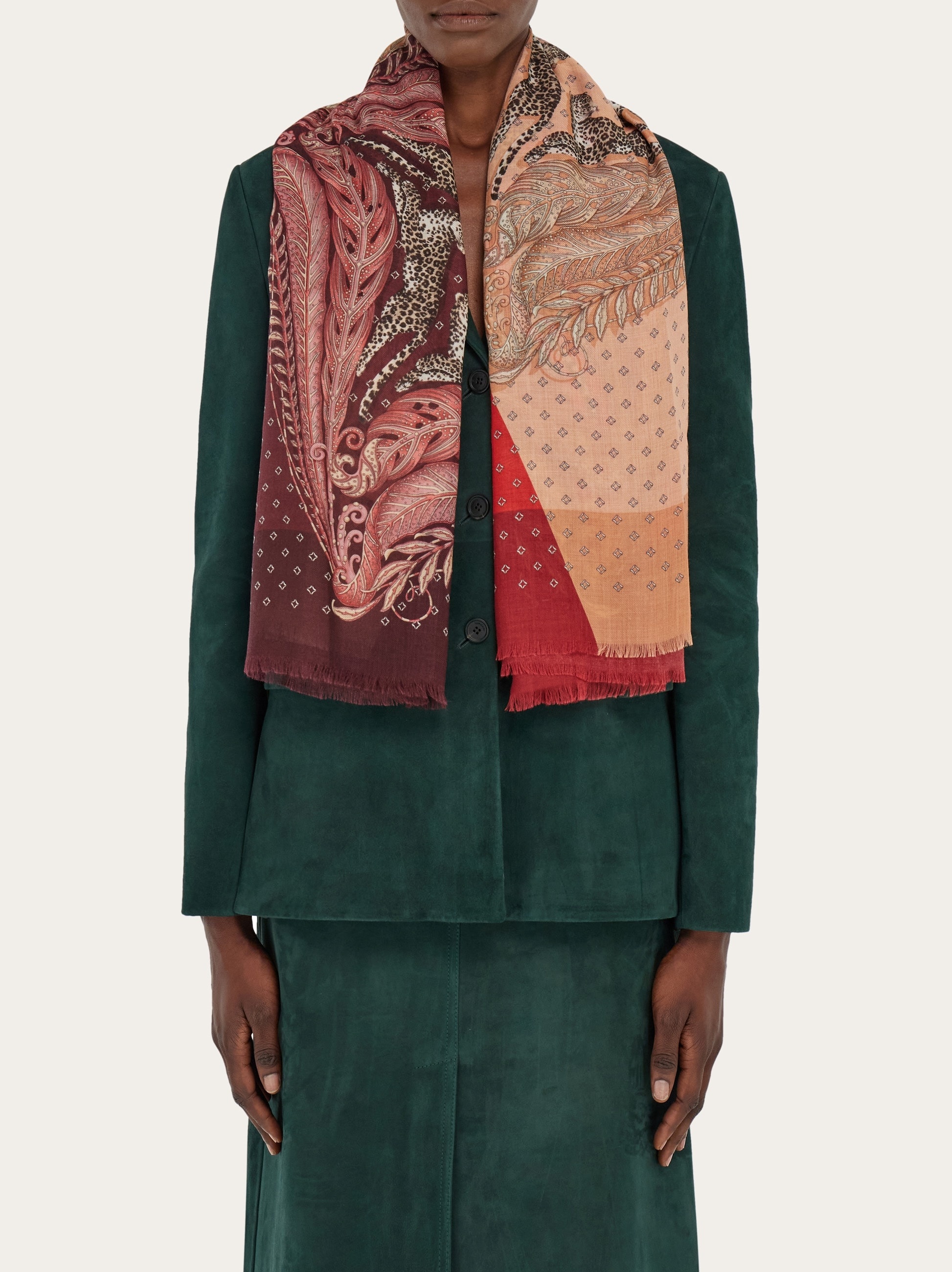 Madras print cashmere stole - 3
