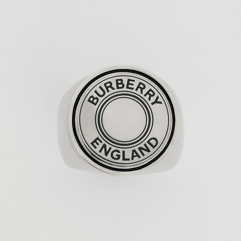 Logo Graphic Palladium-plated Signet Ring 4