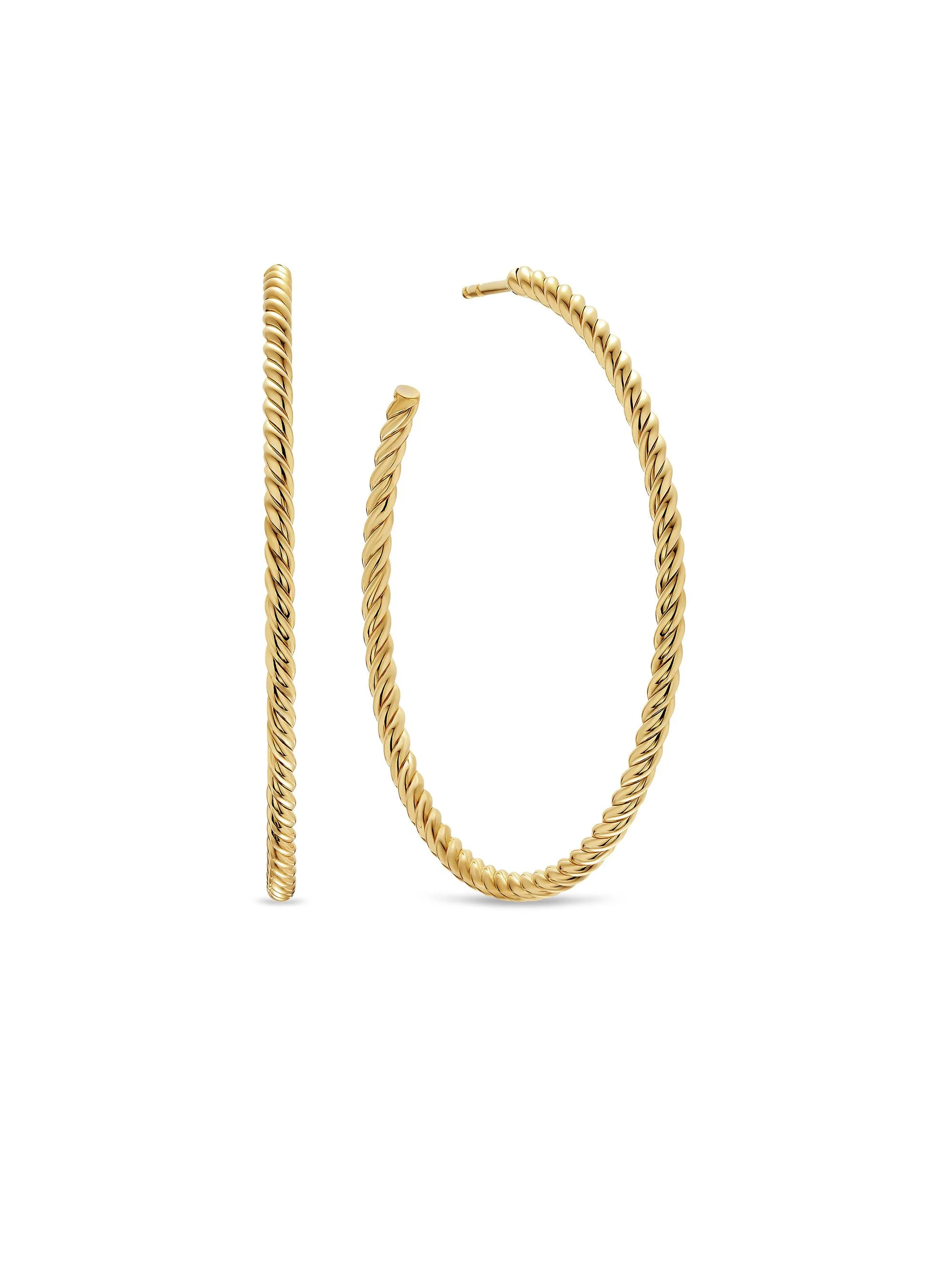 Women's Cablespira Hoop Earrings in 18K Yellow Gold, 42.3MM - Gold - 1