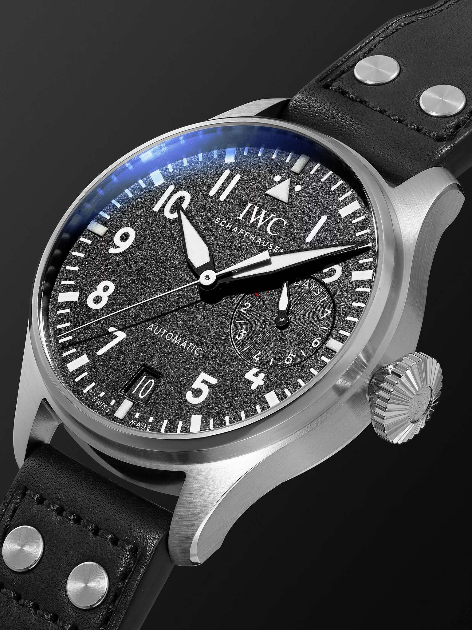 Big Pilot's Automatic 46.2mm Stainless Steel and Leather Watch, Ref. No. IW501001 - 4