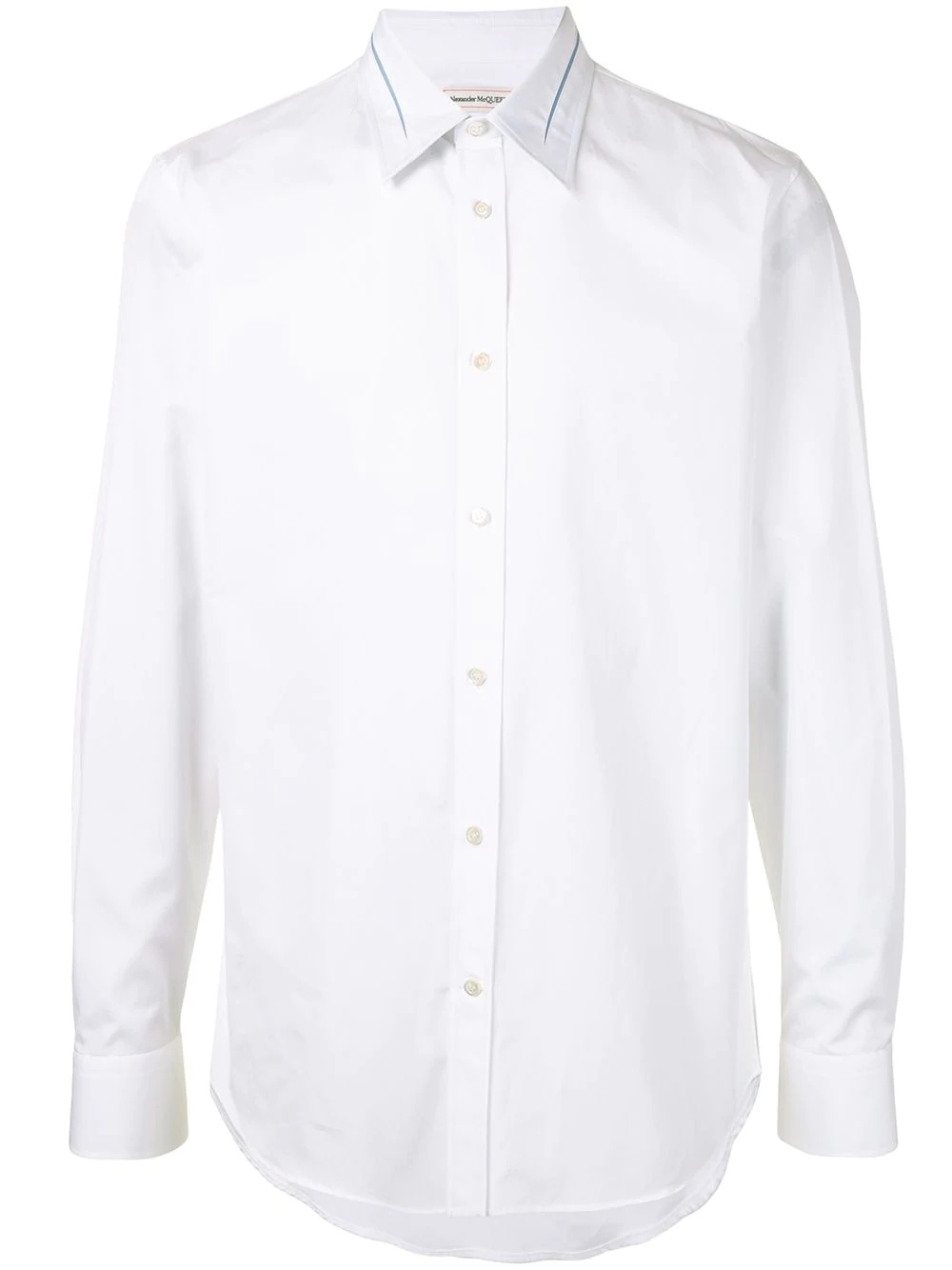 piped-trim collar poplin shirt - 1