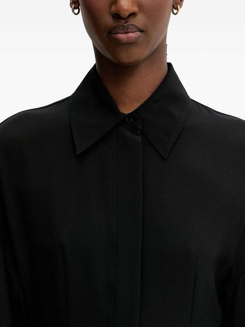 shirt-collar flared midi dress - 4