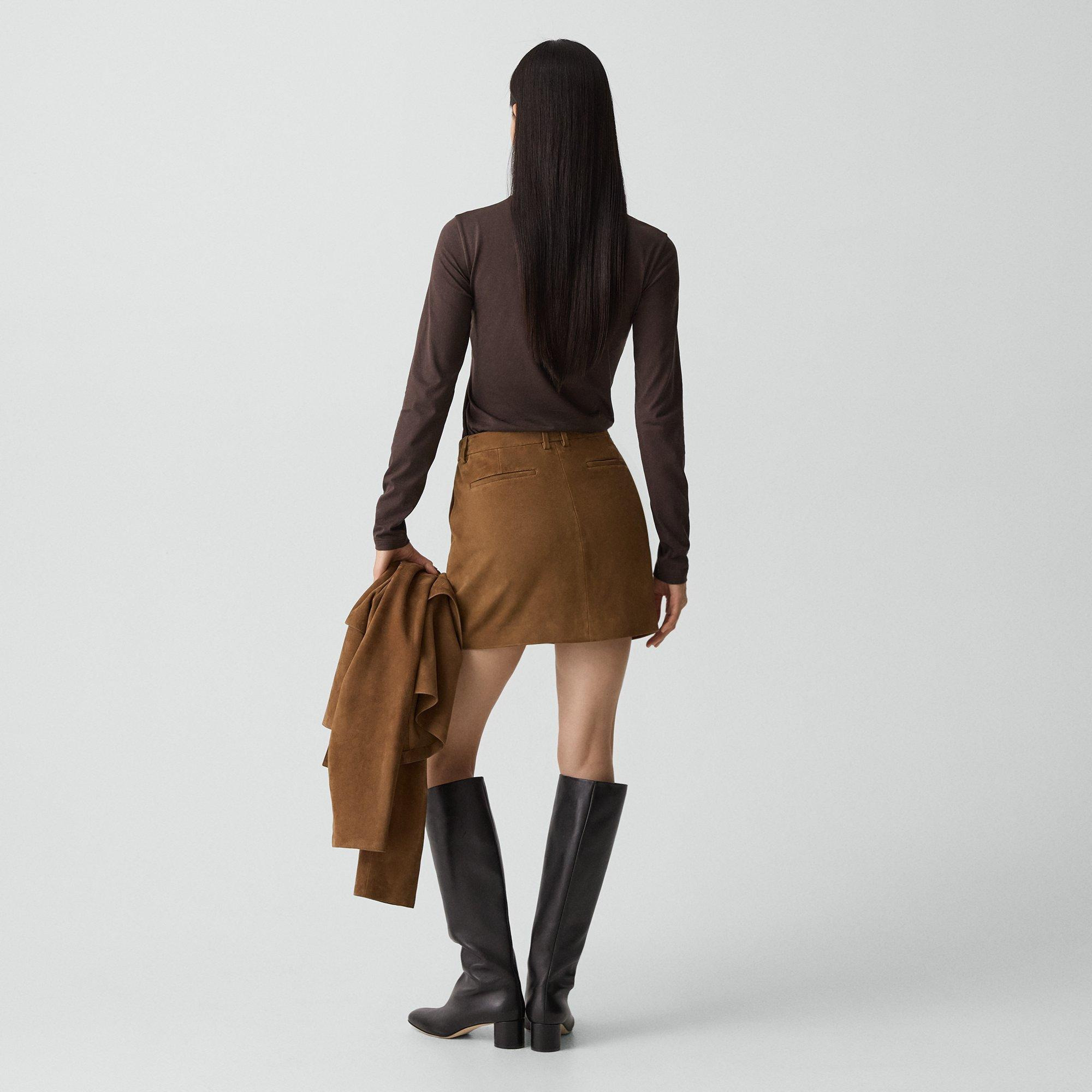 Mini Trouser Skirt in Suede - 4