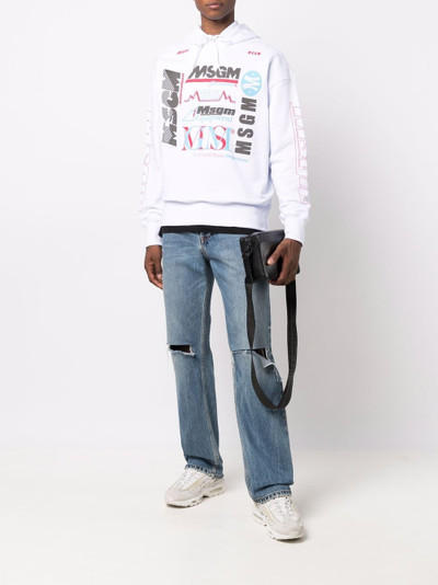 MSGM graphic-print cotton hoodie outlook