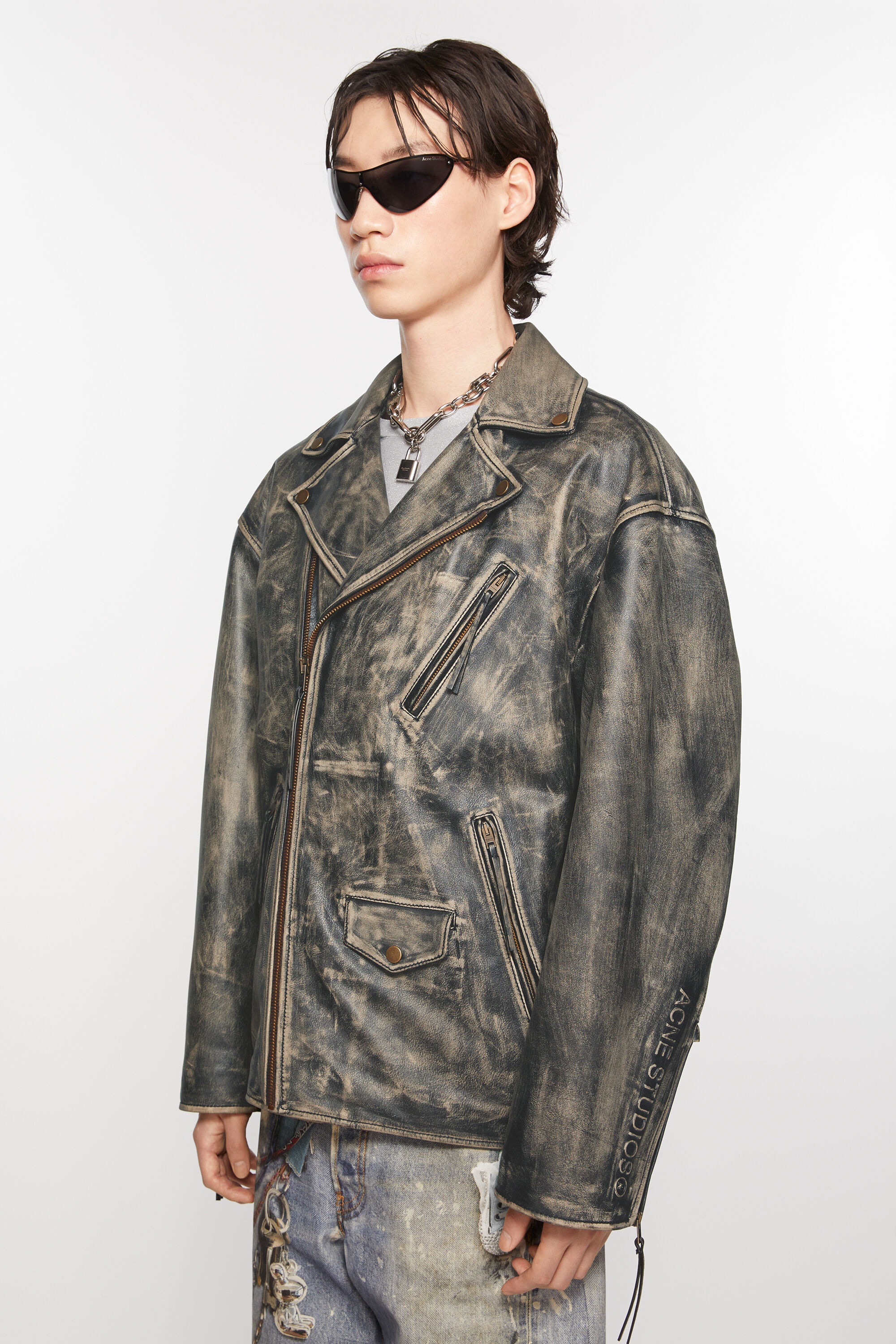 Biker leather jacket - Black - 3