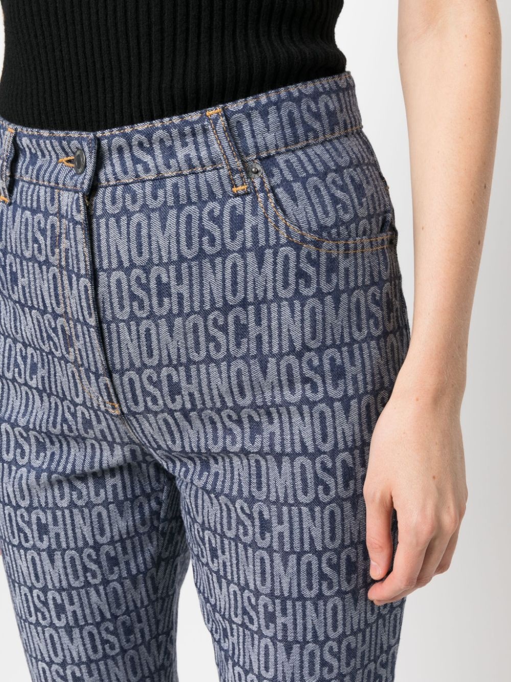 logo-jacquard high-rise slim-cut jeans - 5