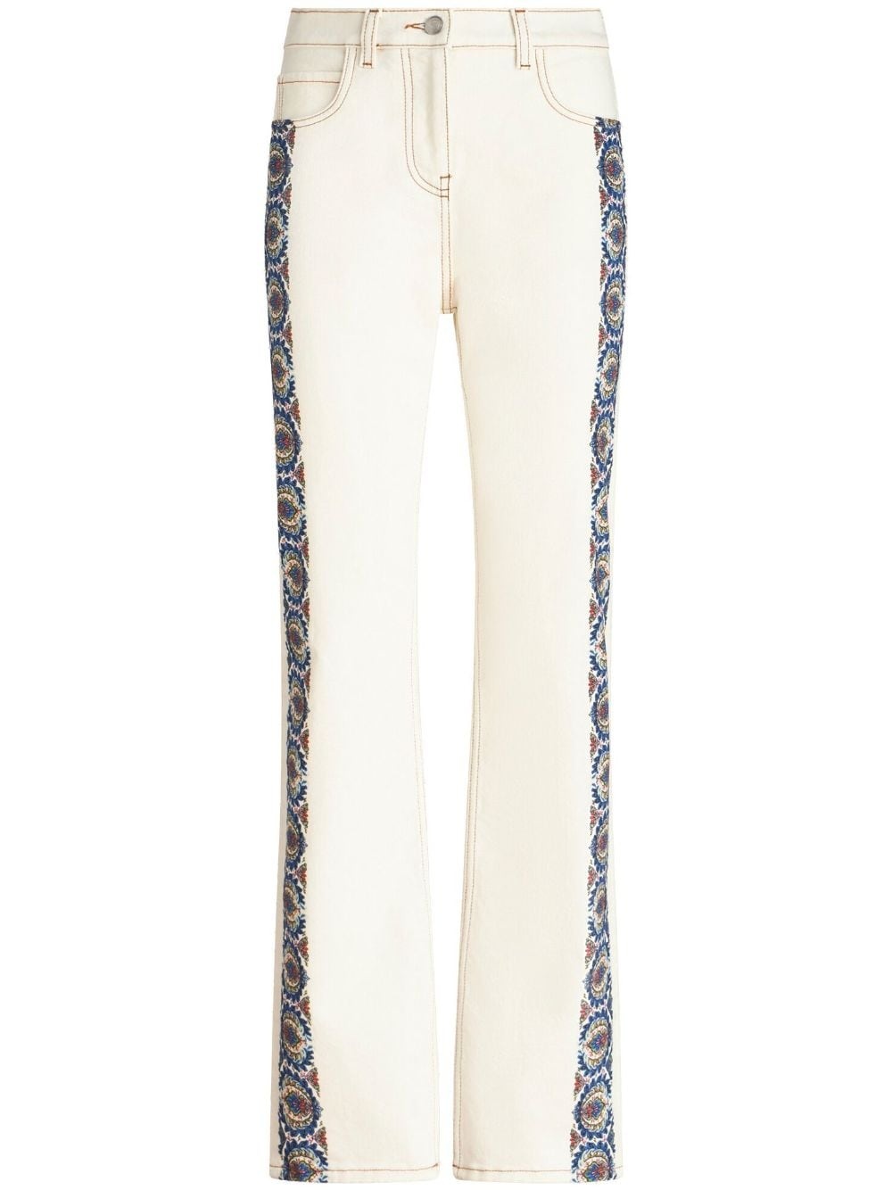floral-print cotton jeans - 1