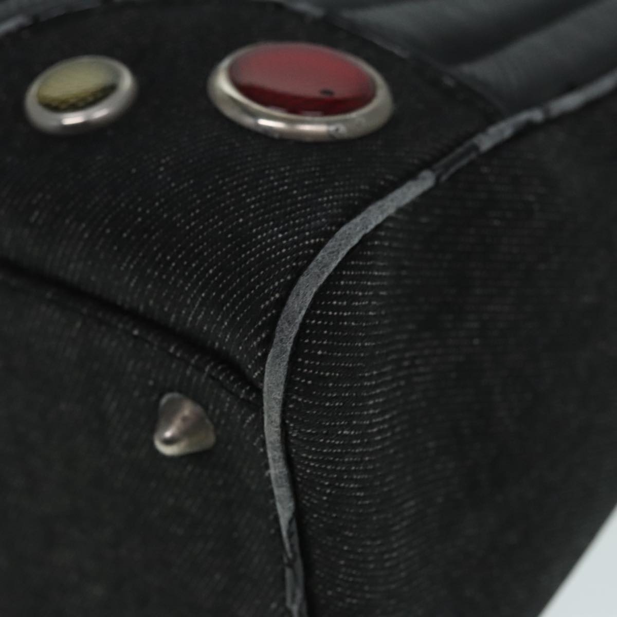 DIOR Hand Bag Leather Canvas Black Silver - 14