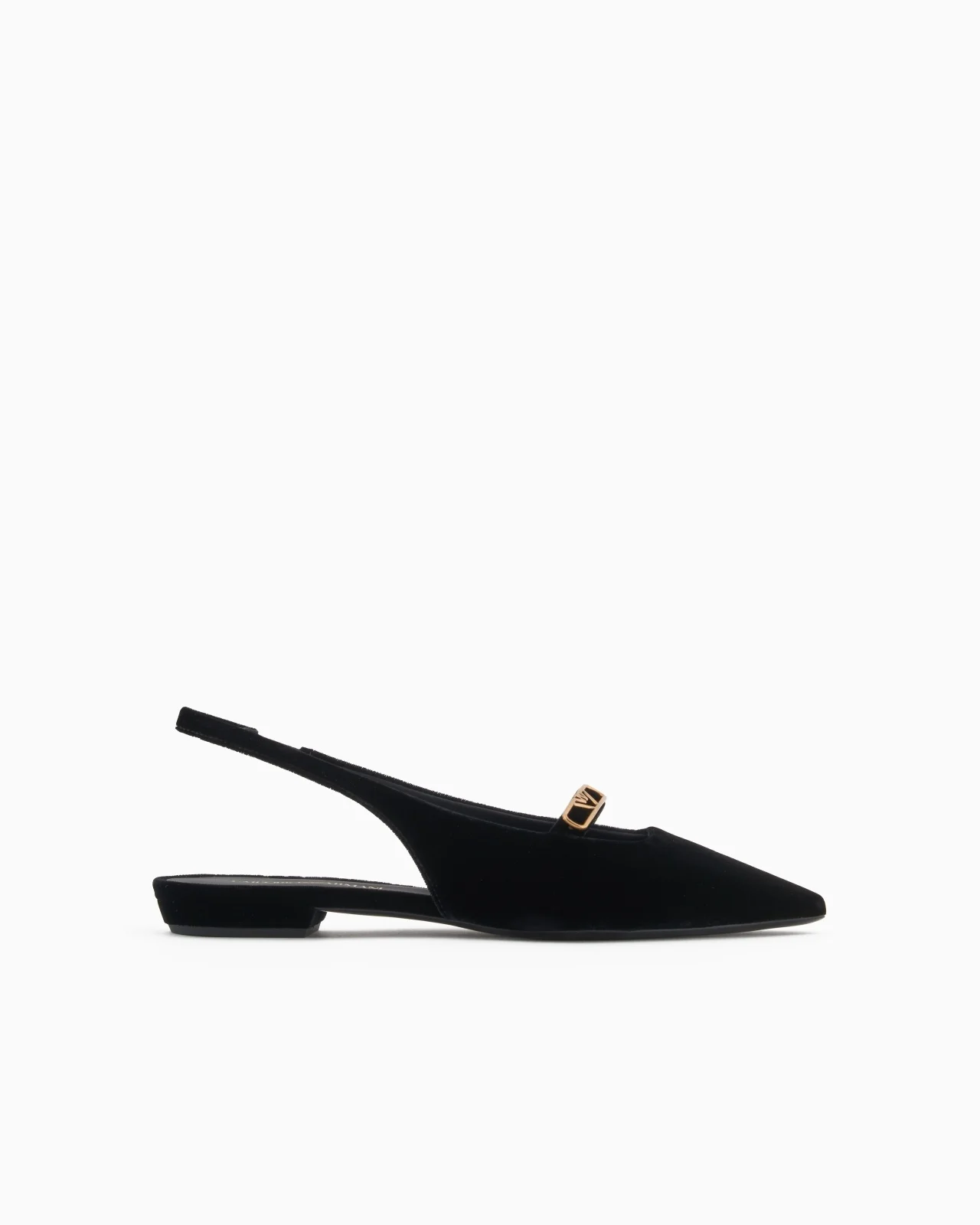 SLINGBACK BALLERINAS MADE OF VELVET, WITH EAGLE PLATE - 1