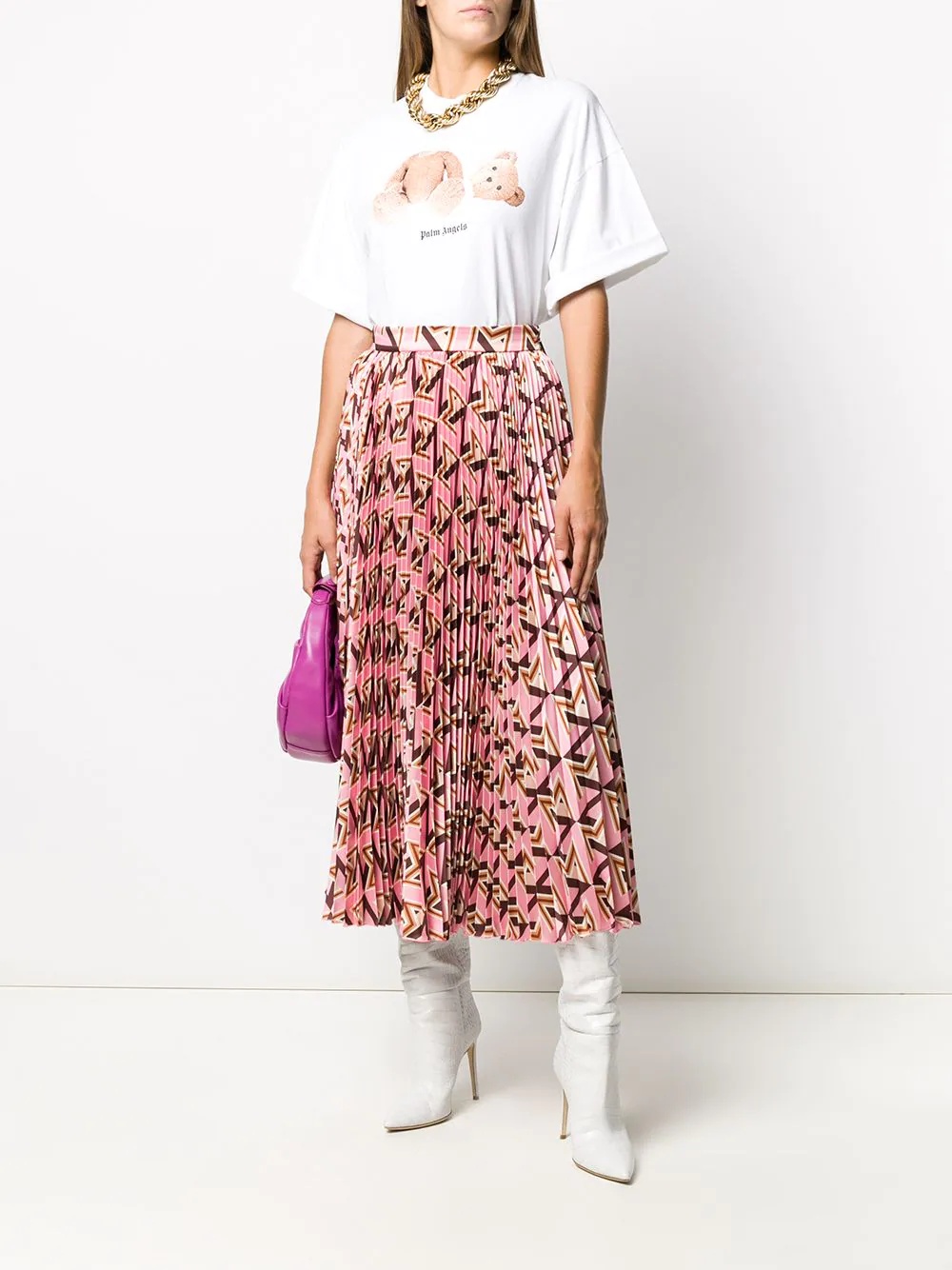 geometric pattern pleated midi skirt - 2