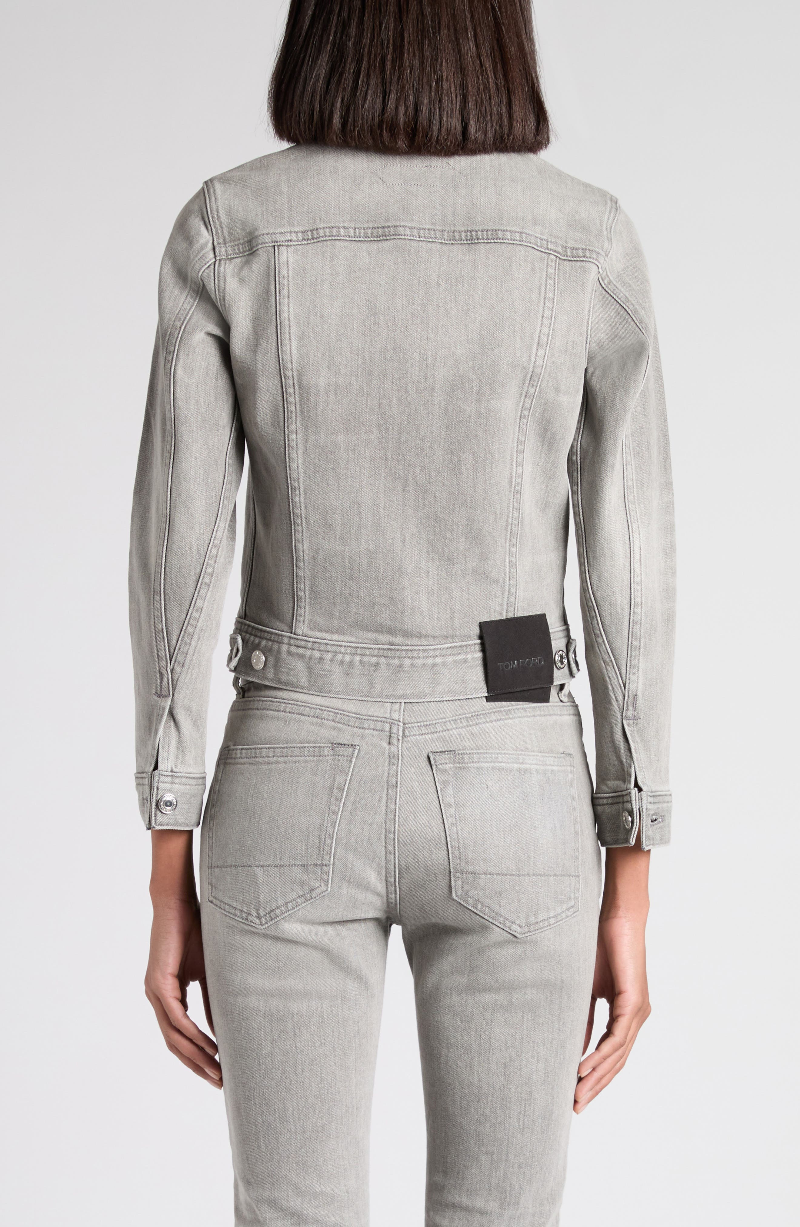 TOM FORD Stonewashed Comfort Denim Trucker Jacket in Ig155 Grey Wash at Nordstrom - 3