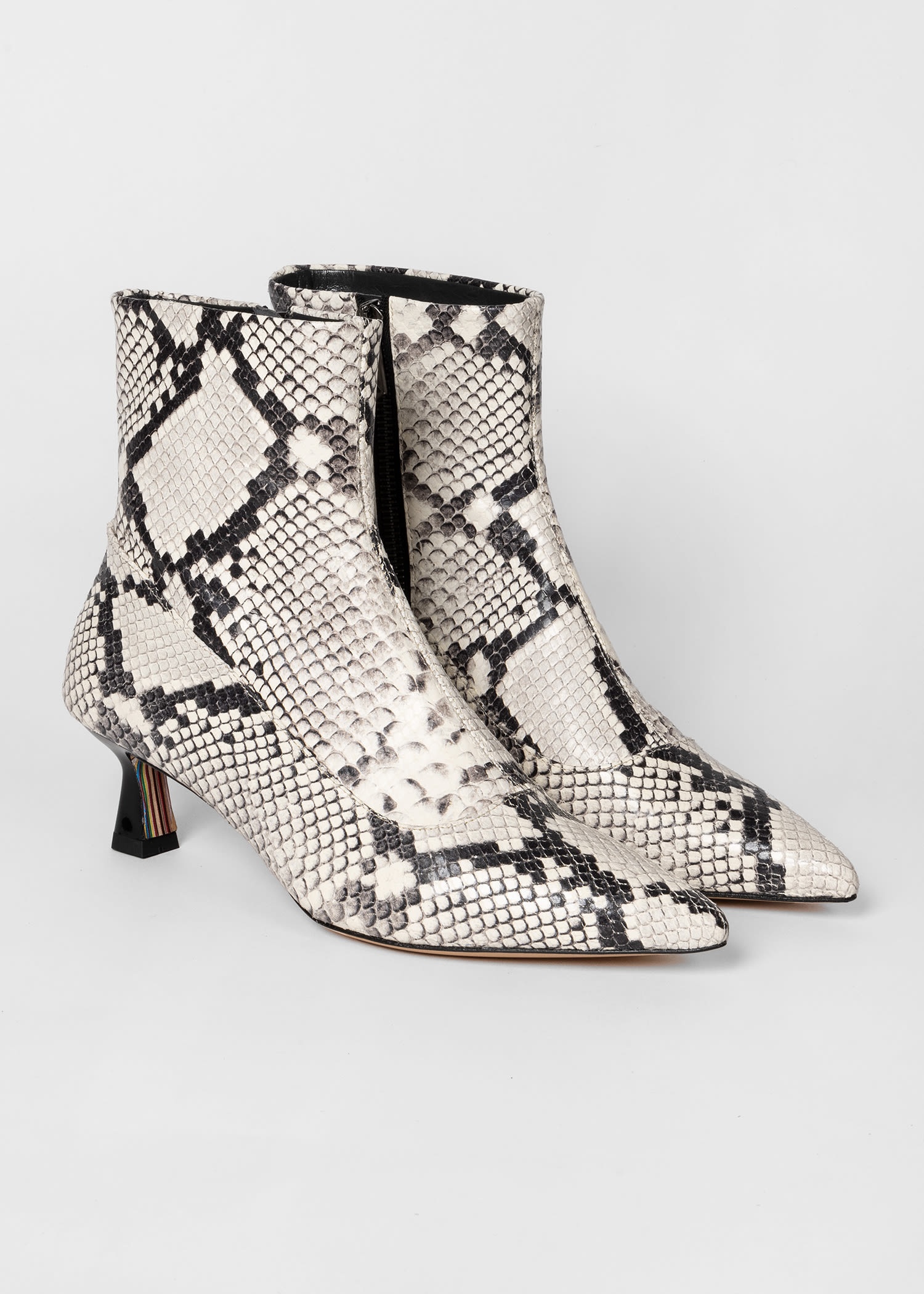 Cream Snake Print 'Sarita' Boots - 3