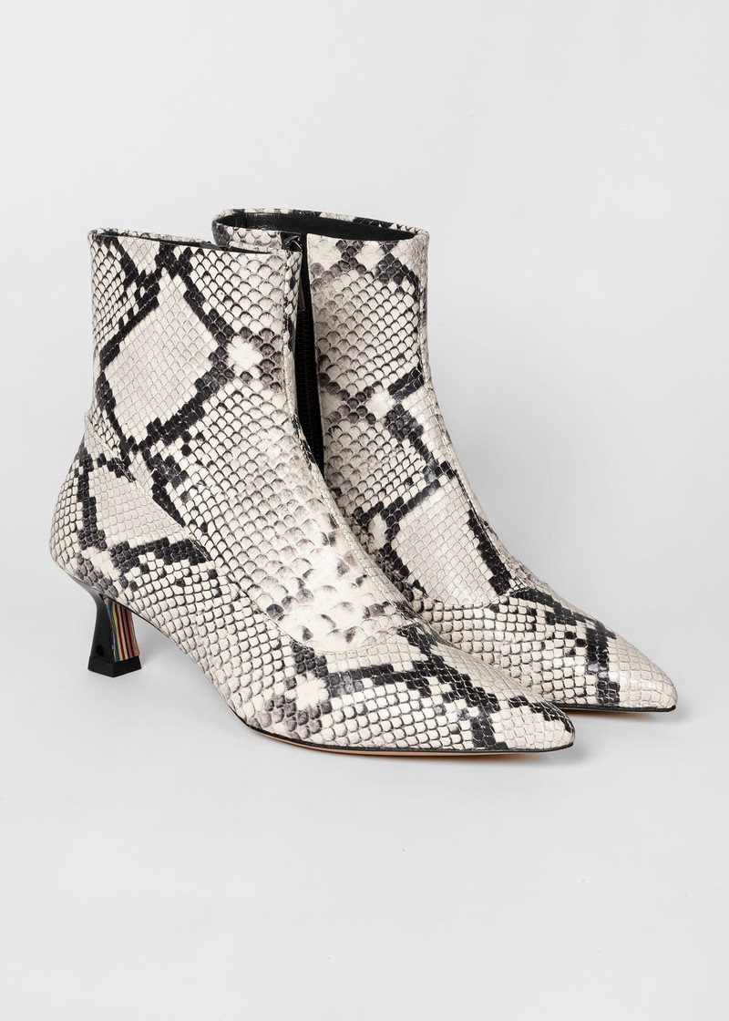 Cream Snake Print 'Sarita' Boots 3