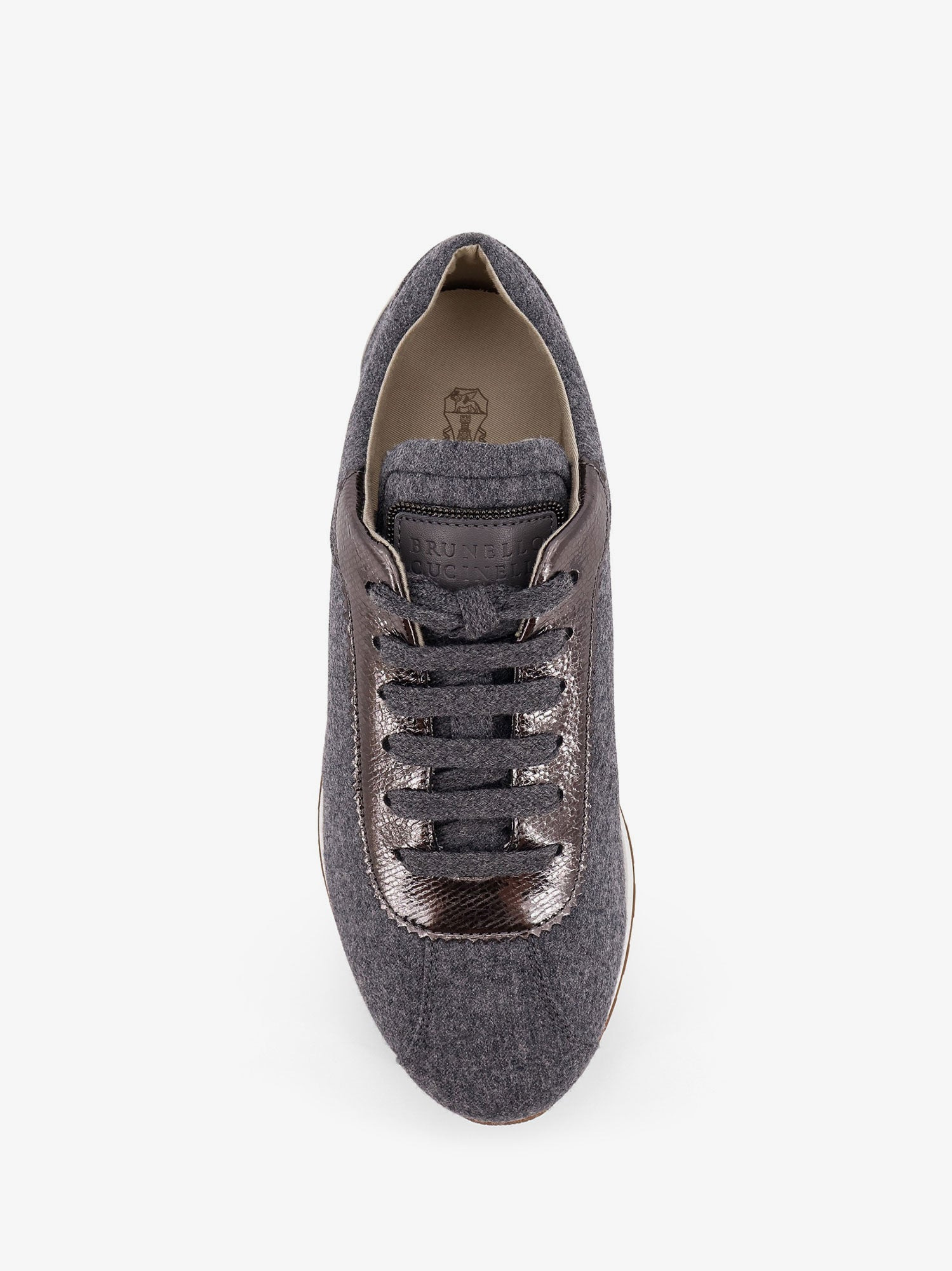 LOW-TOP WOOL FLANNEL SNEAKERS WITH LEATHER PROFILES - 5