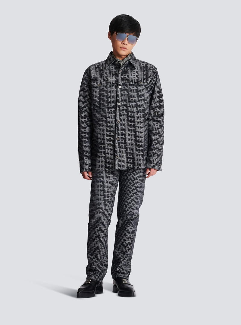 Balmain Monogrammed jacquard denim shirt outlook