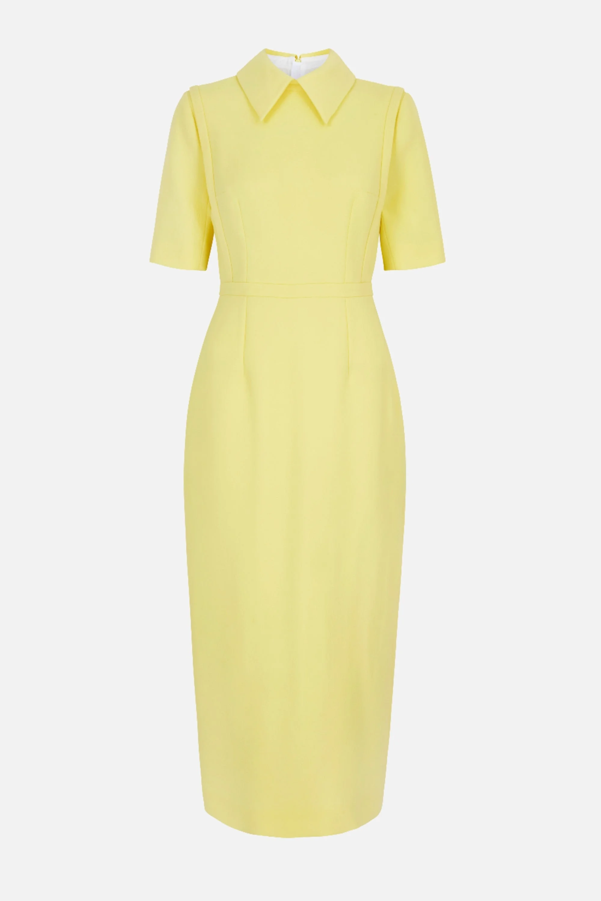 Valletta Dress In Lemon Single Wool Crepe - 1