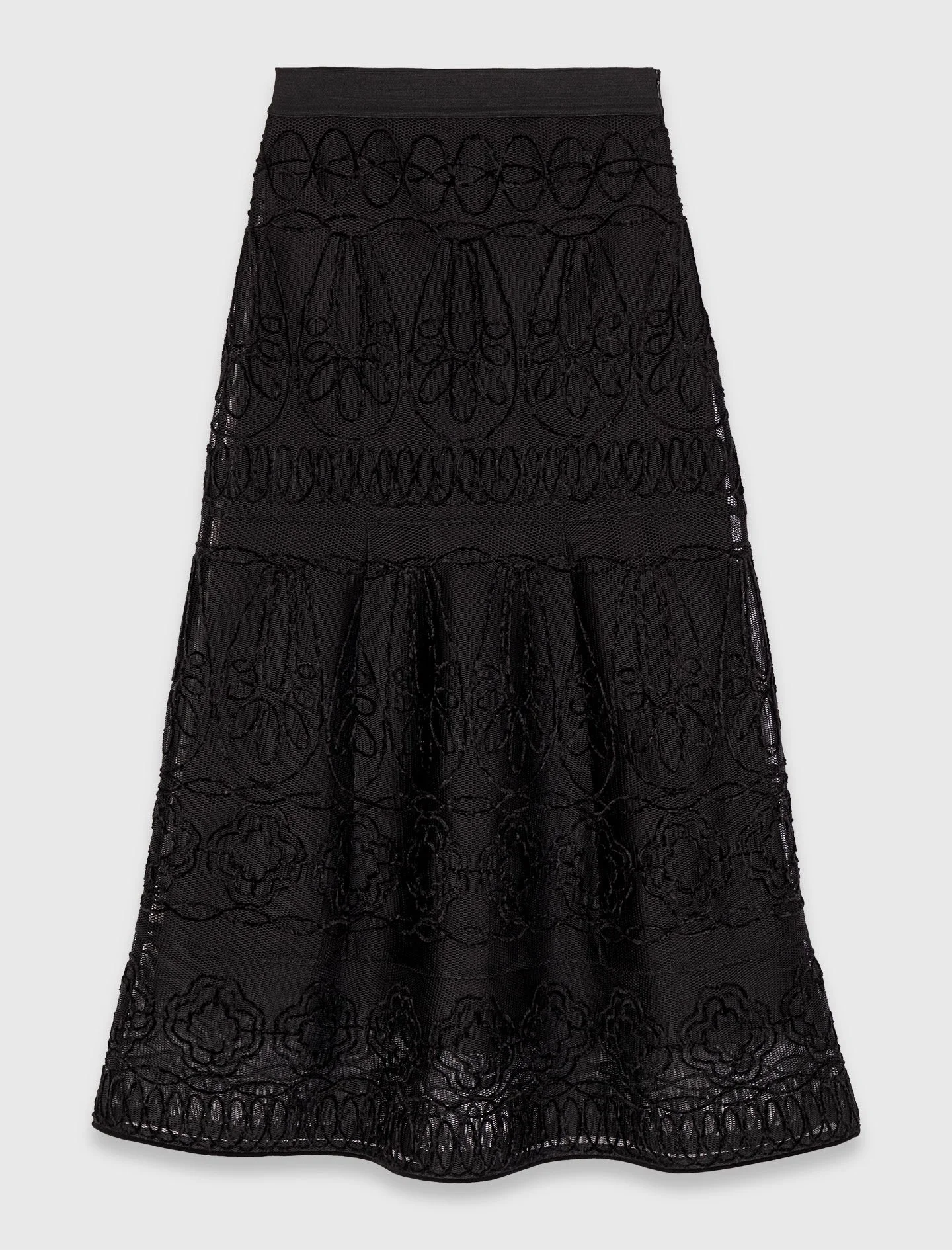 Embroidered basket-weave knit skirt - 1
