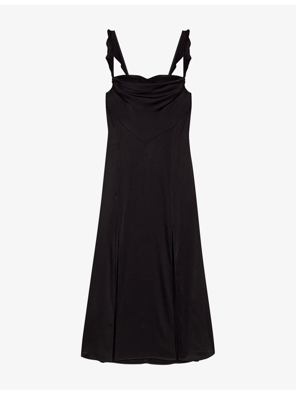 Sweetheart-Neck Frill-Strap Stretch-Satin Maxi Dress - 1