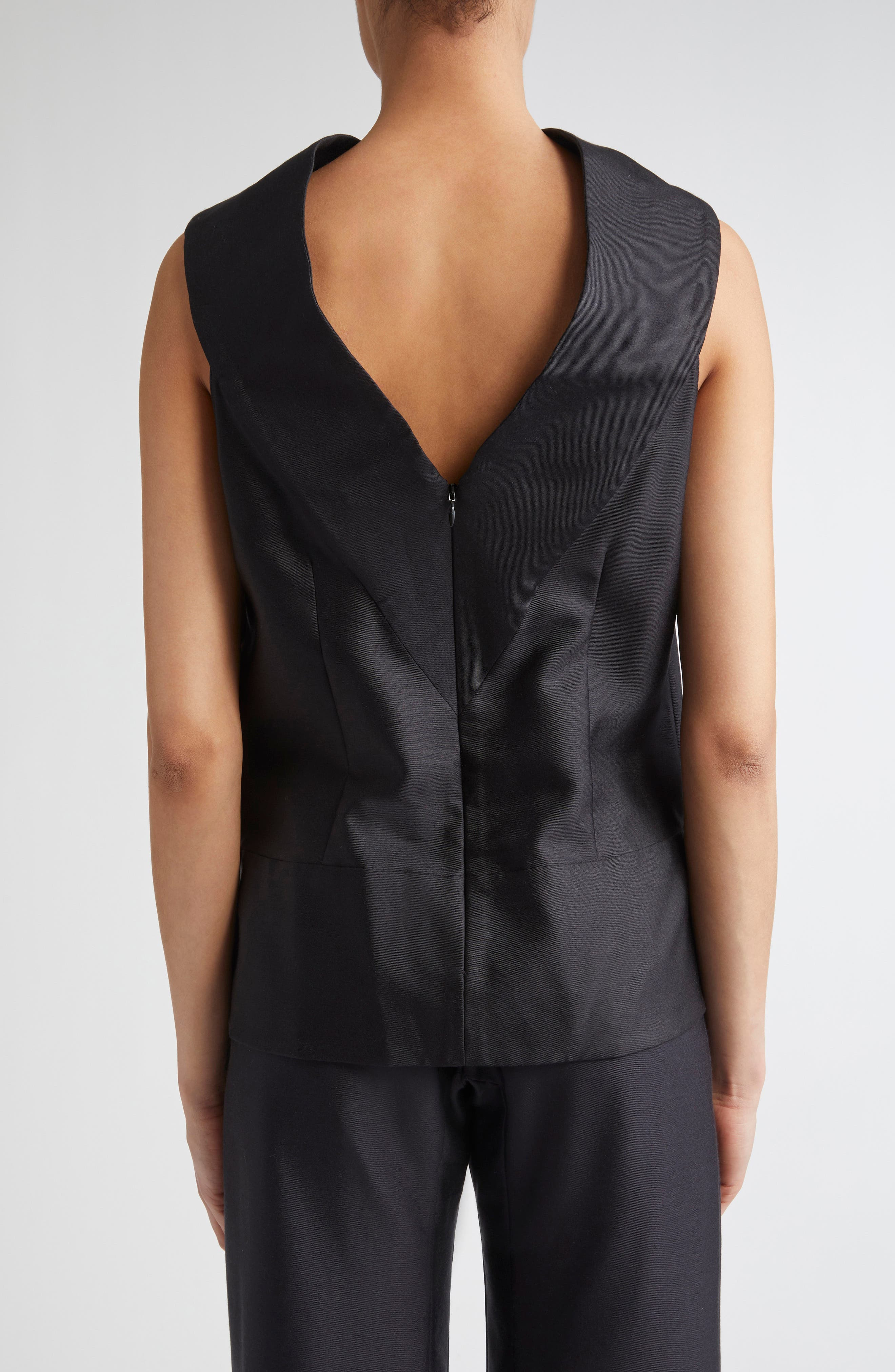 Brandon Maxwell The Bowie Wool & Silk Draped Top in Black at Nordstrom - 3