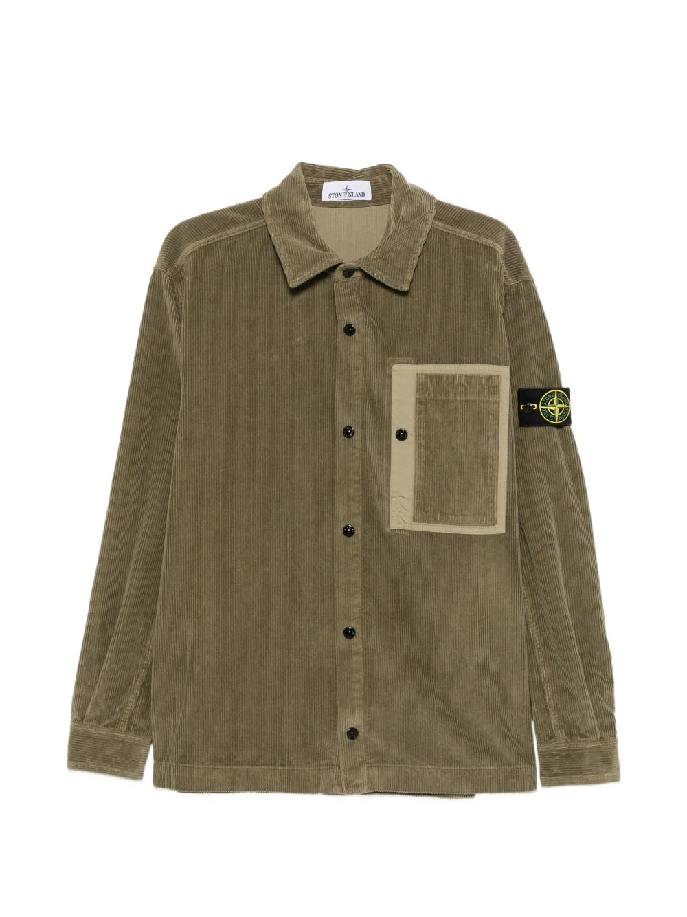 corduroy-texture chest-pocket shirt - 1
