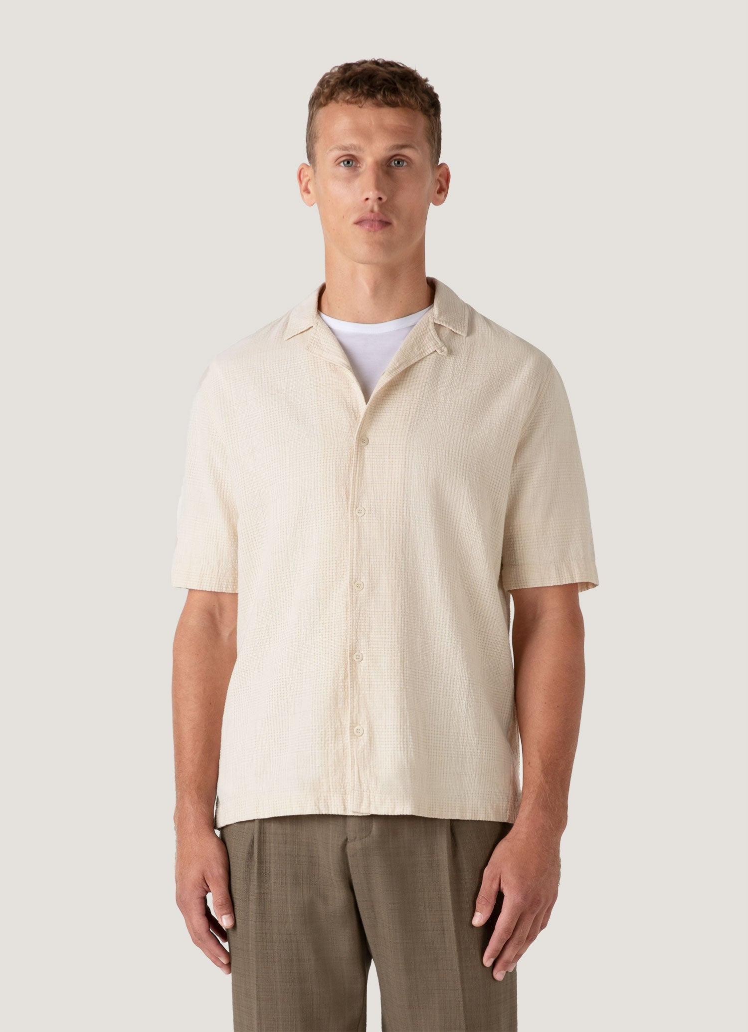Loose Weave Check Camp Collar Shirt - 2