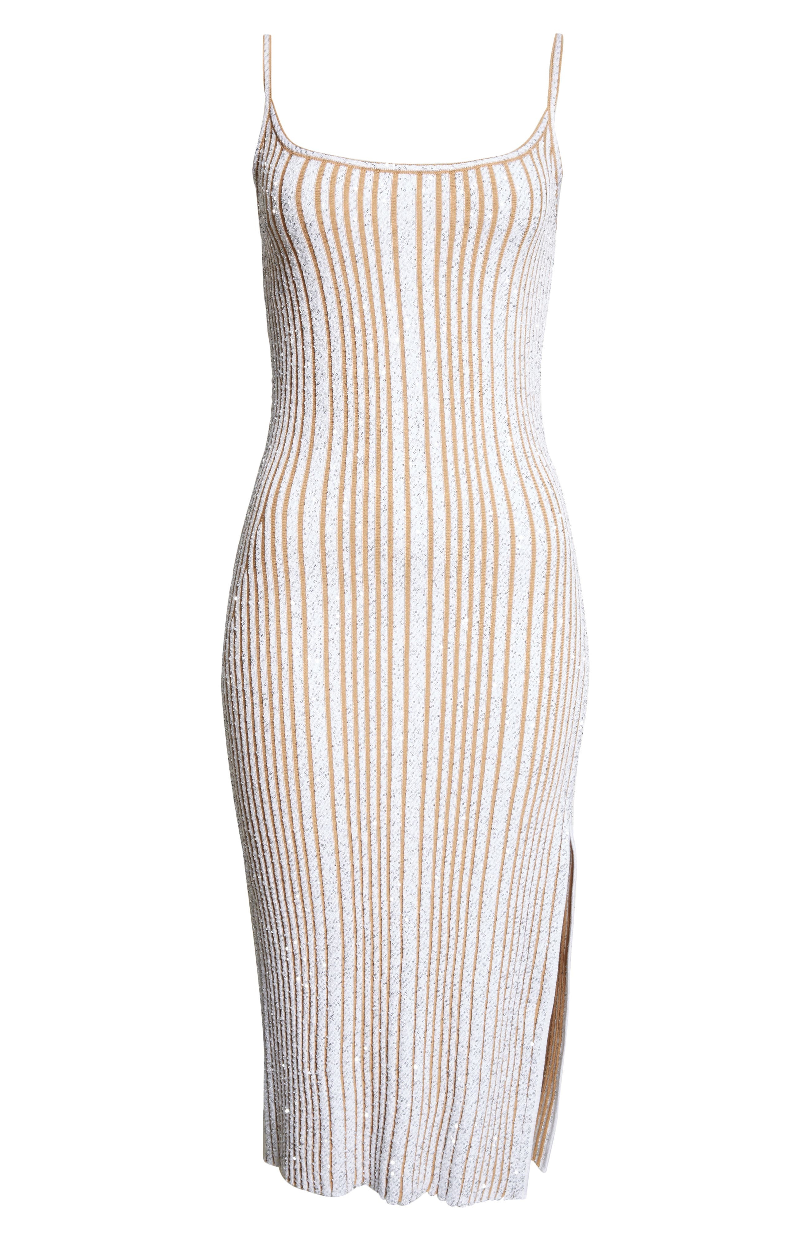 Missoni Sequin Rib Knit Body-Con Sweater Dress in White/Beige at Nordstrom - 5