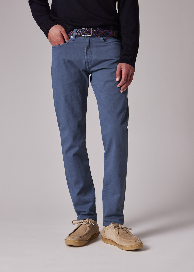 Tapered-Fit Mid Blue Garment-Dyed Organic Cotton-Stretch Jeans 3
