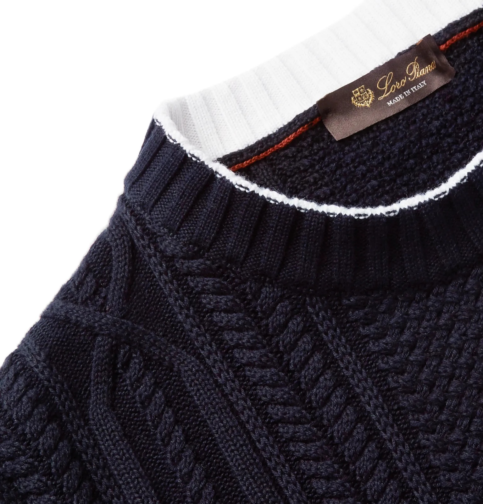 Slim-Fit Striped Cable-Knit Cotton and Cashmere-Blend Sweater - 6