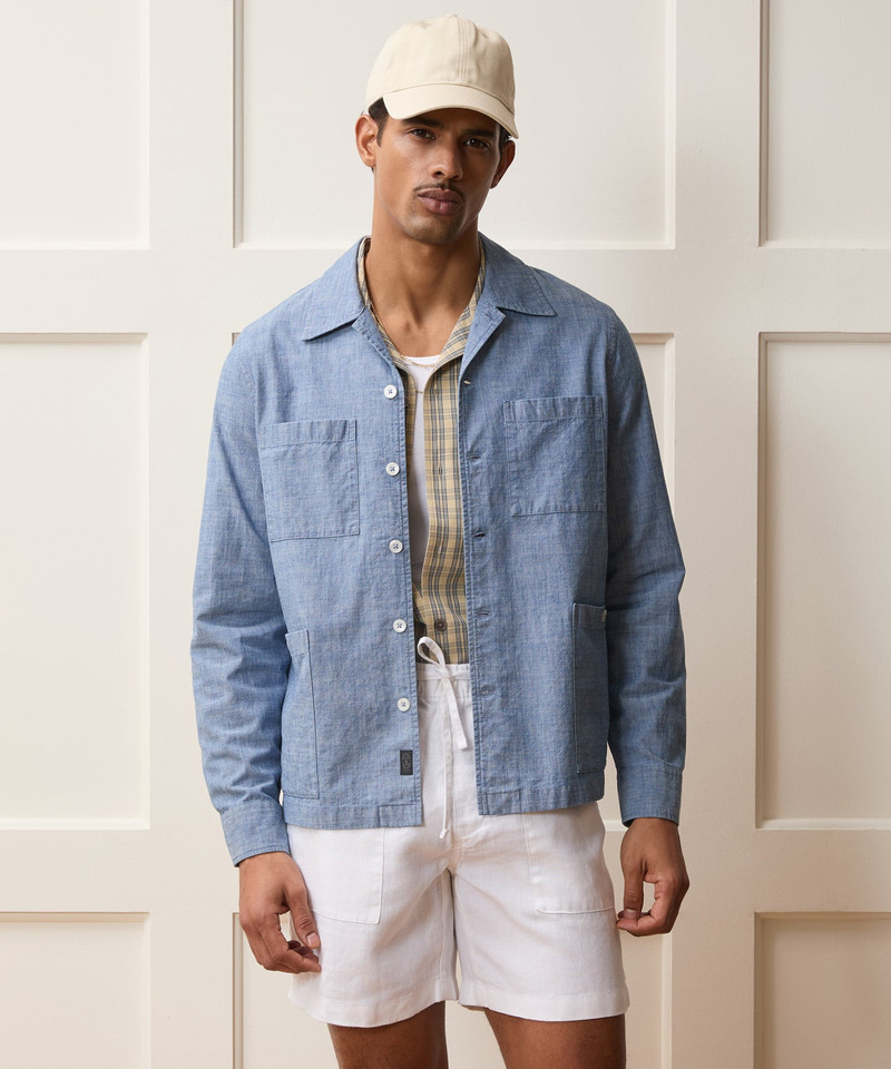 TODD SNYDER Chambray Guayabera Shirt outlook