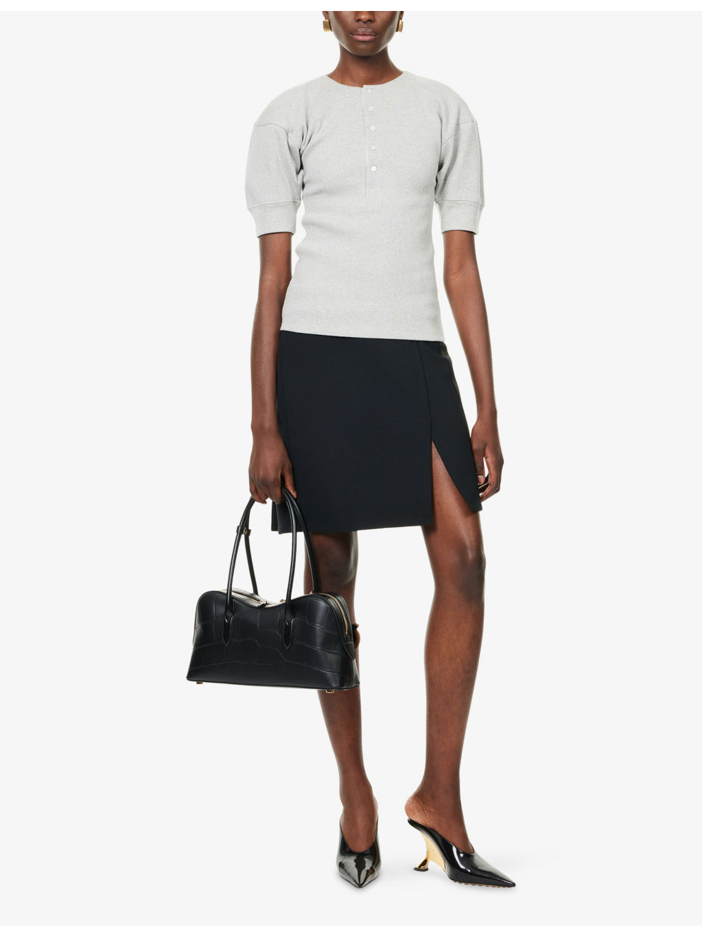 Ribbed Short-Sleeves Stretch-Cotton Top - 2