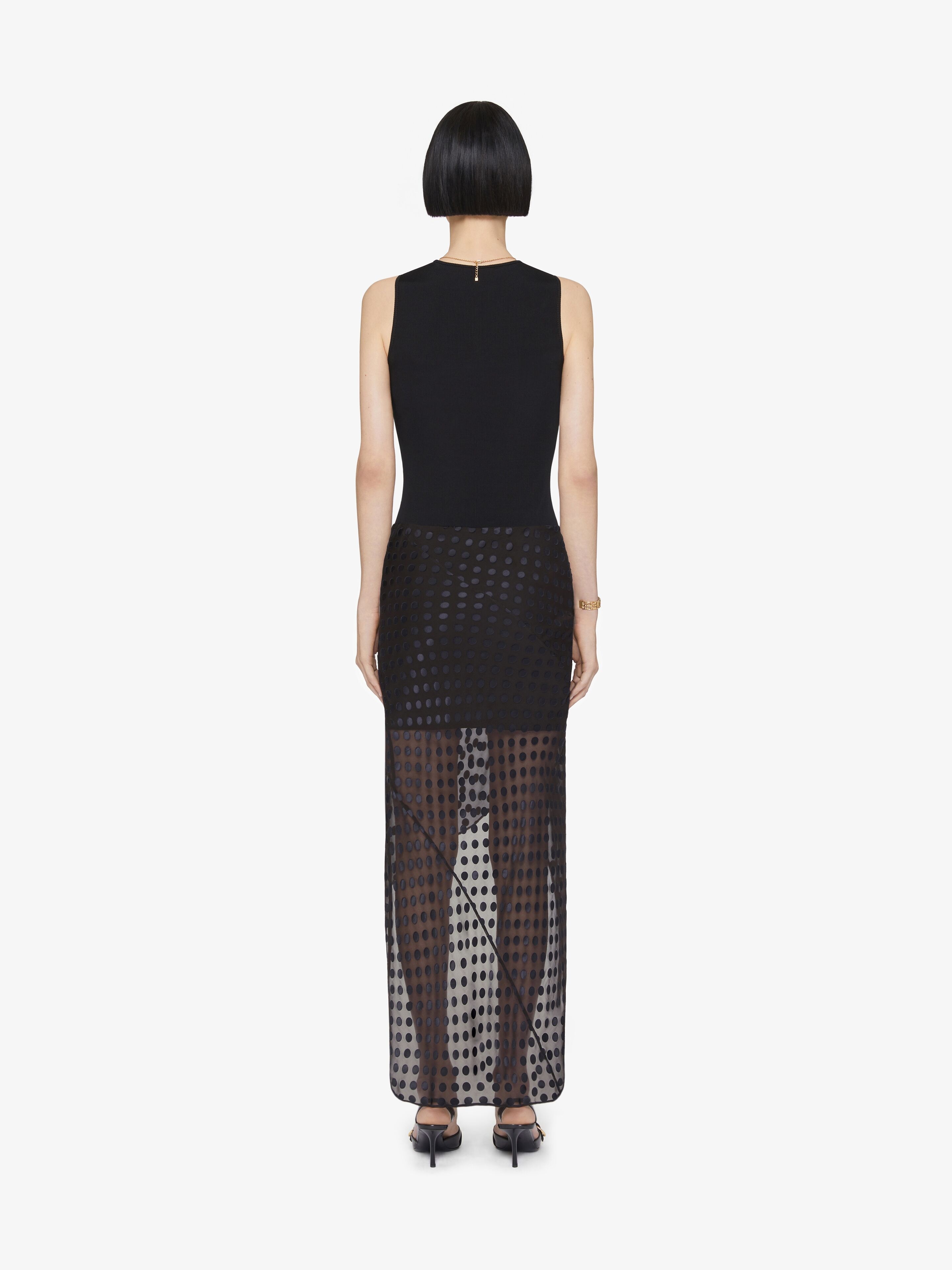 DRAPED DRESS IN JERSEY AND POLKA DOTS DÉVORÉ SATIN - 4