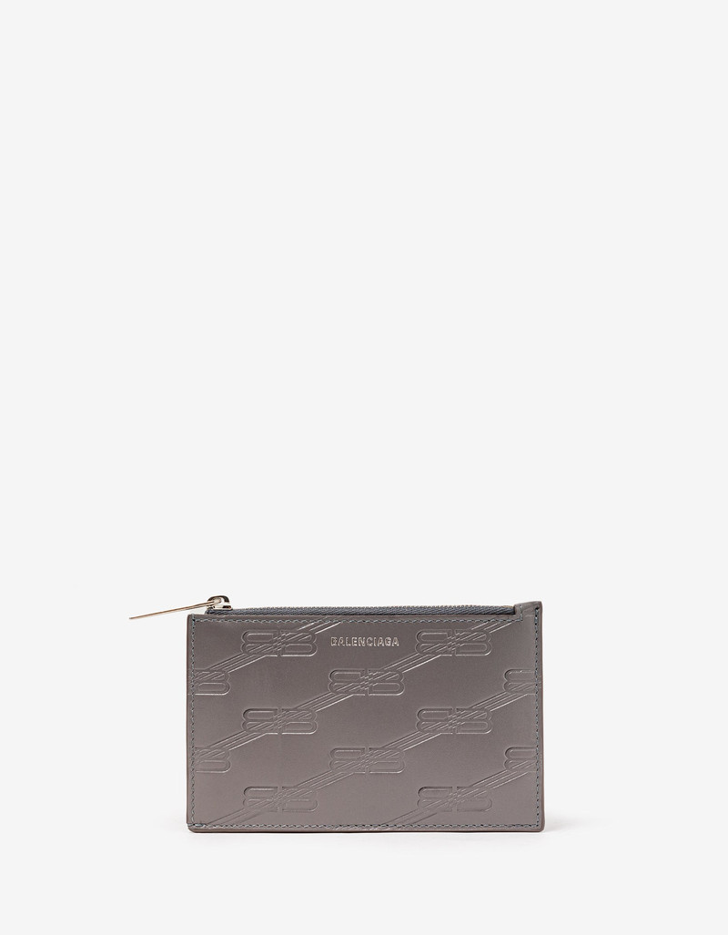 BALENCIAGA Balenciaga Dark Grey BB Monogram Zip Card Holder outlook