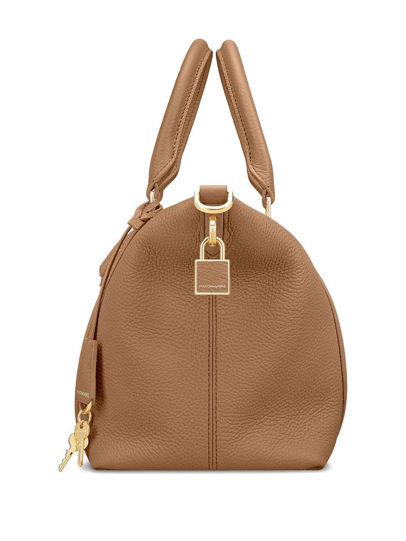Weekender full-grain lock leather tote bag 5