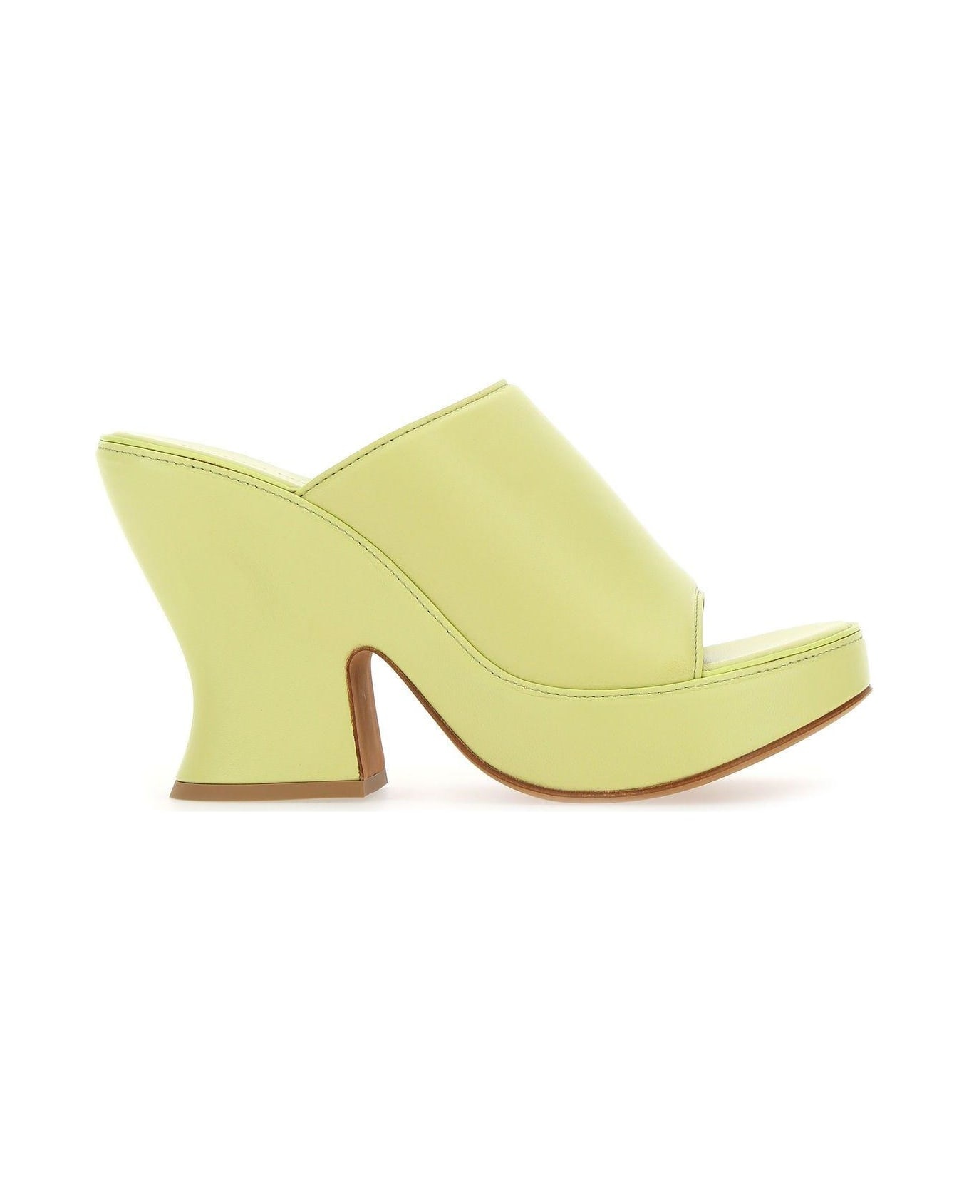 Acid Green Nappa Leather Stack Sabot - 1