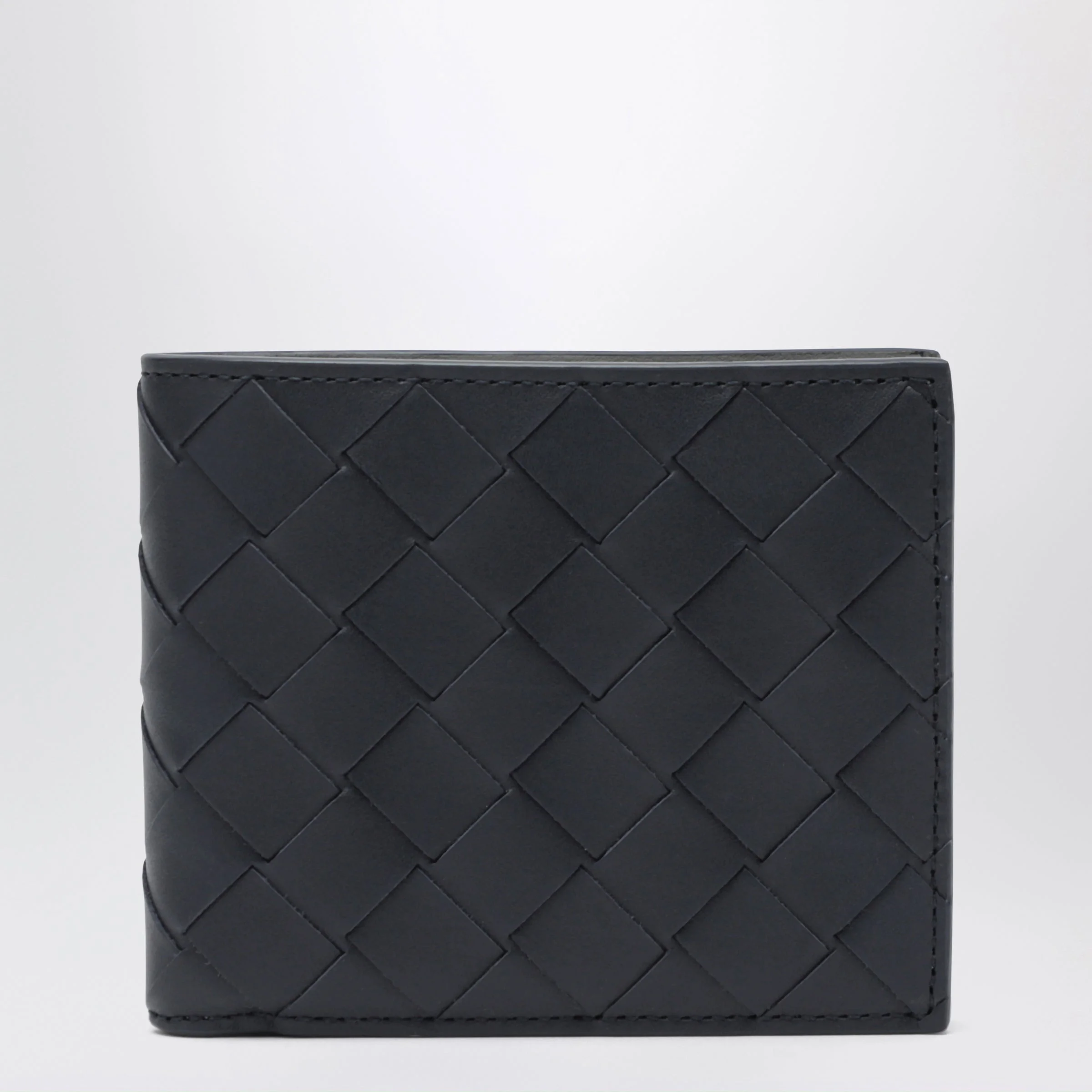 Midnight/Basalt bi-fold wallet in Intrecciato leather - 1