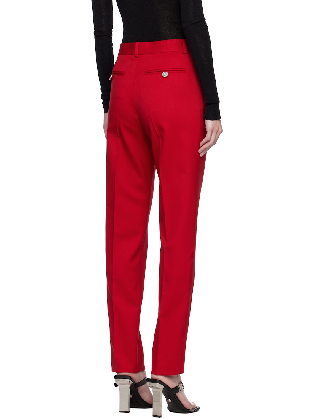 Red Responsible Stretch Wool Trousers - 3