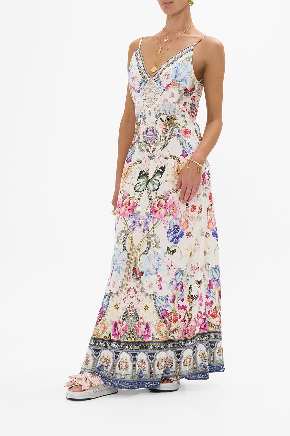 V NECK FULL LENGTH BIAS SLIP DRESS - 4